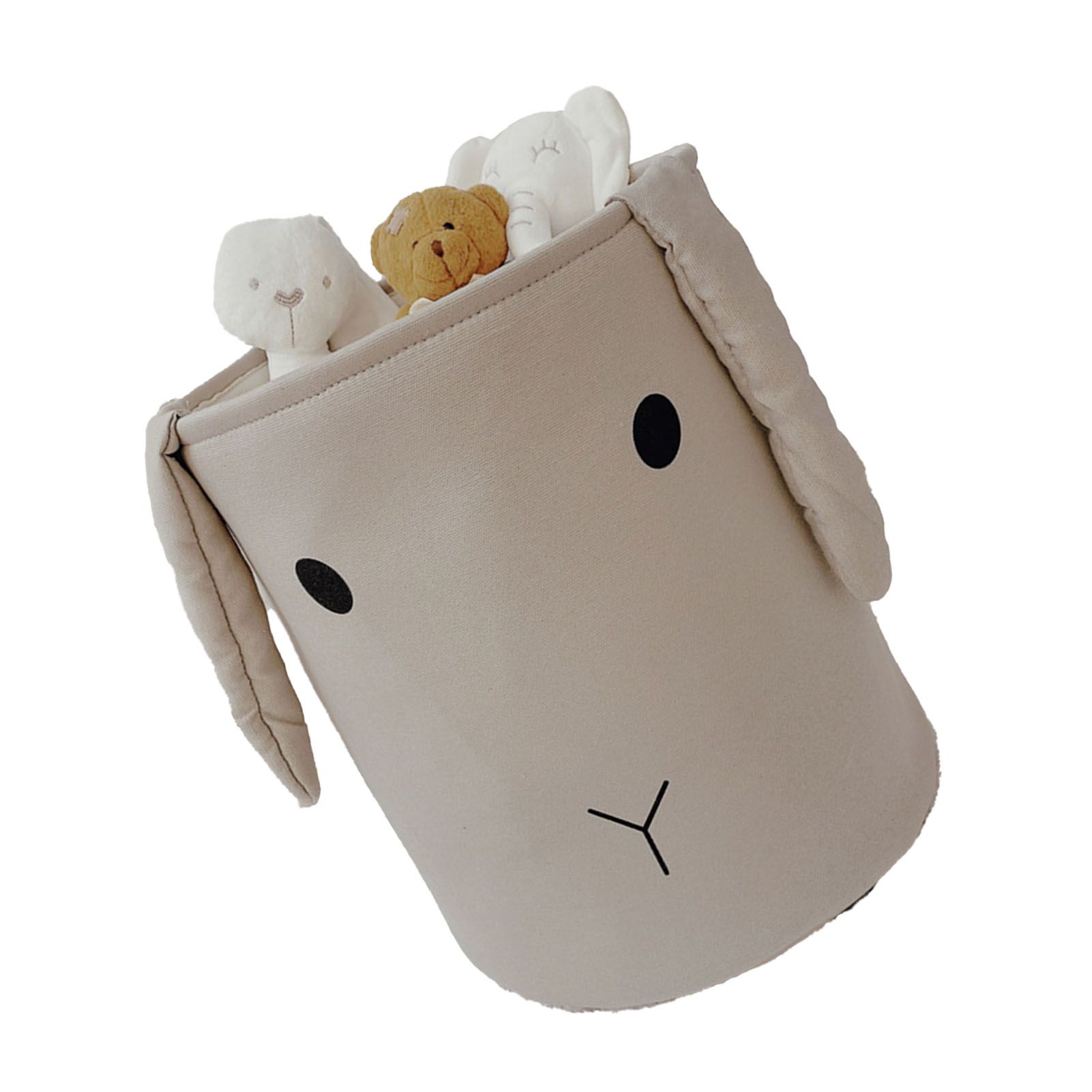 Fabric Storage Basket Collapsible Waterproof Cartoon Canvas Toy Organizer Laundry Basket for Playroom Bedroom Gray Rabbit Three Layers Thickened 35x40cm / 13.8x15.7in - Image 4
