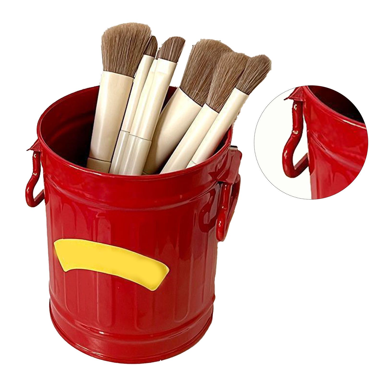 Pen Holder Metal Large Capacity Cute Practical Office Desk Pencil Holder for Study Classroom Red Free Size - Image 2