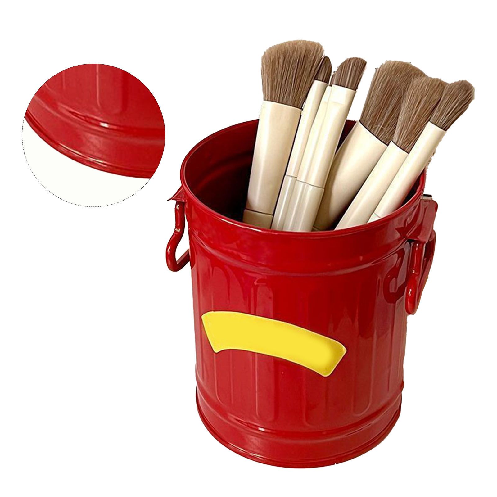 Pen Holder Metal Large Capacity Cute Practical Office Desk Pencil Holder for Study Classroom Red Free Size - Image 3