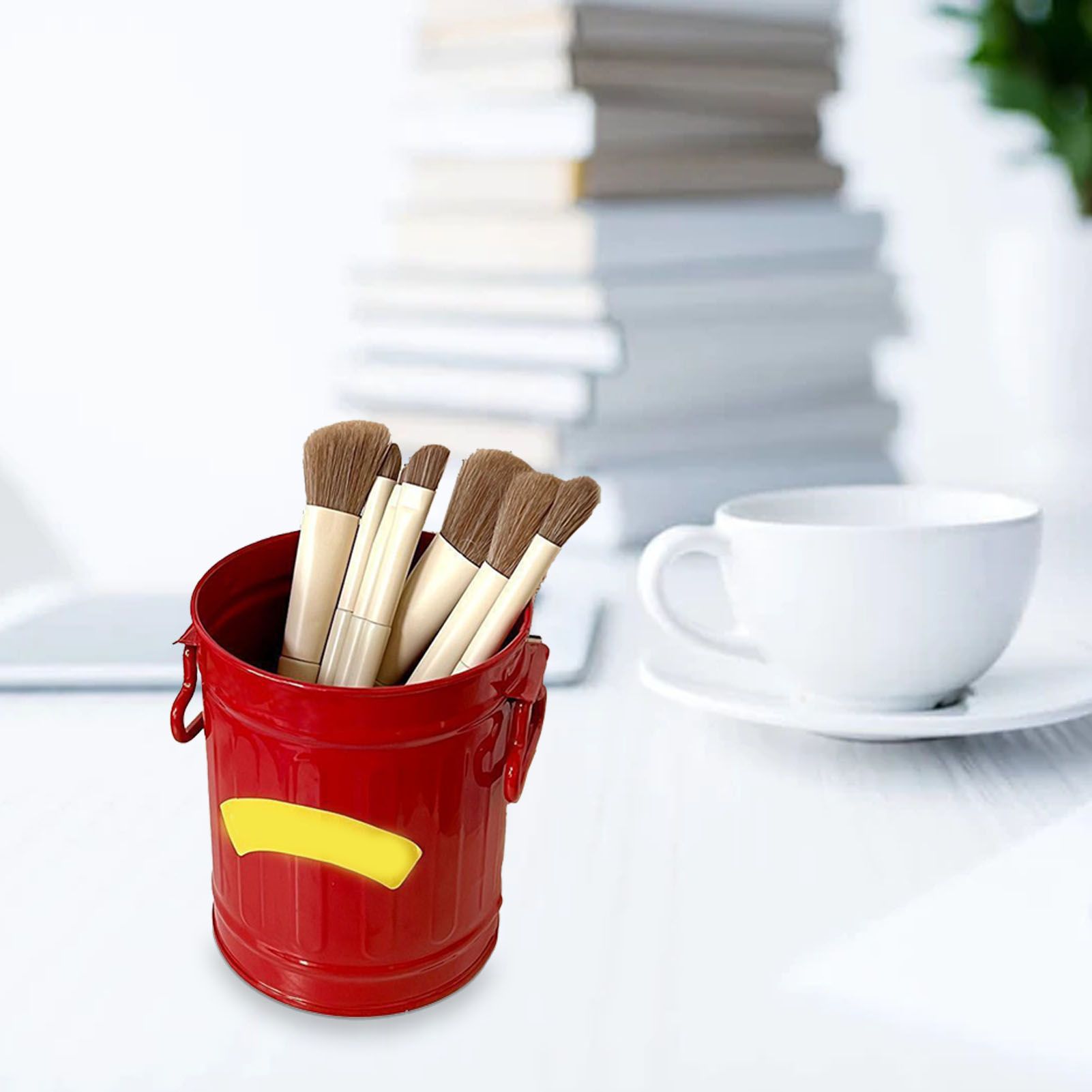Pen Holder Metal Large Capacity Cute Practical Office Desk Pencil Holder for Study Classroom Red Free Size - Image 8