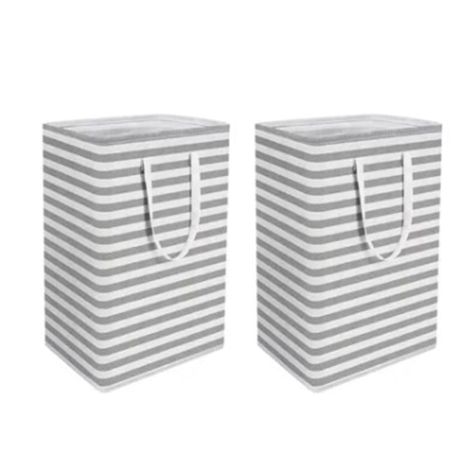 2PCS Laundry Basket Reinforced Long Handle Precise Stitching Foldable Cloth Canvas Baskets for Home - Image 2