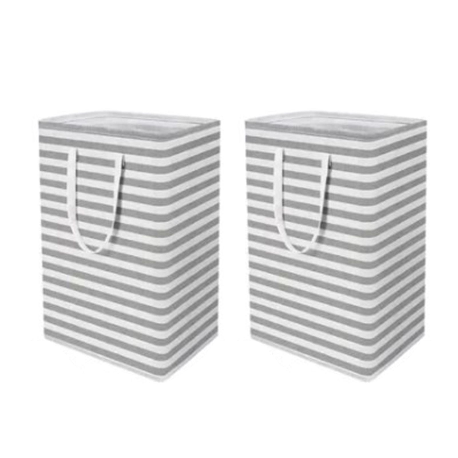 2PCS Laundry Basket Reinforced Long Handle Precise Stitching Foldable Cloth Canvas Baskets for Home - Image 3