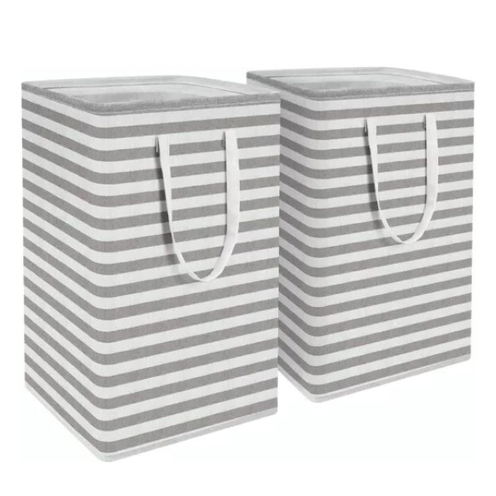 2PCS Laundry Basket Reinforced Long Handle Precise Stitching Foldable Cloth Canvas Baskets for Home - Image 4