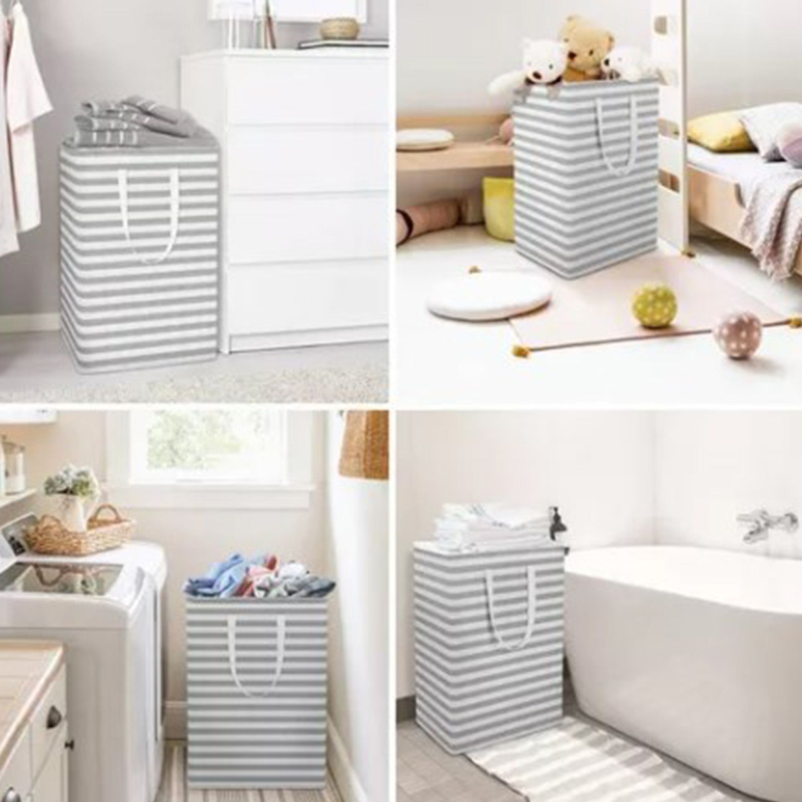 2PCS Laundry Basket Reinforced Long Handle Precise Stitching Foldable Cloth Canvas Baskets for Home - Image 8