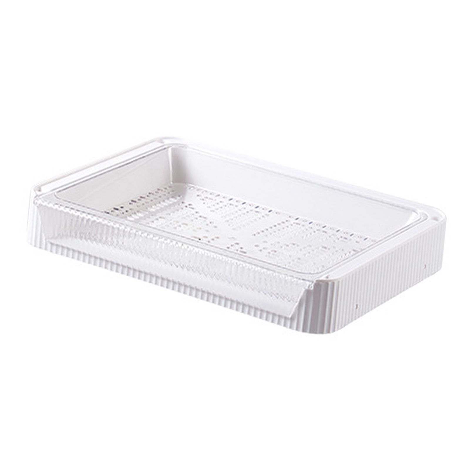 Food Preparation Plate Stackable Foldable Double Layer Hollow Drainage Hot Pot Serving Tray for Kitchen L - Image 1