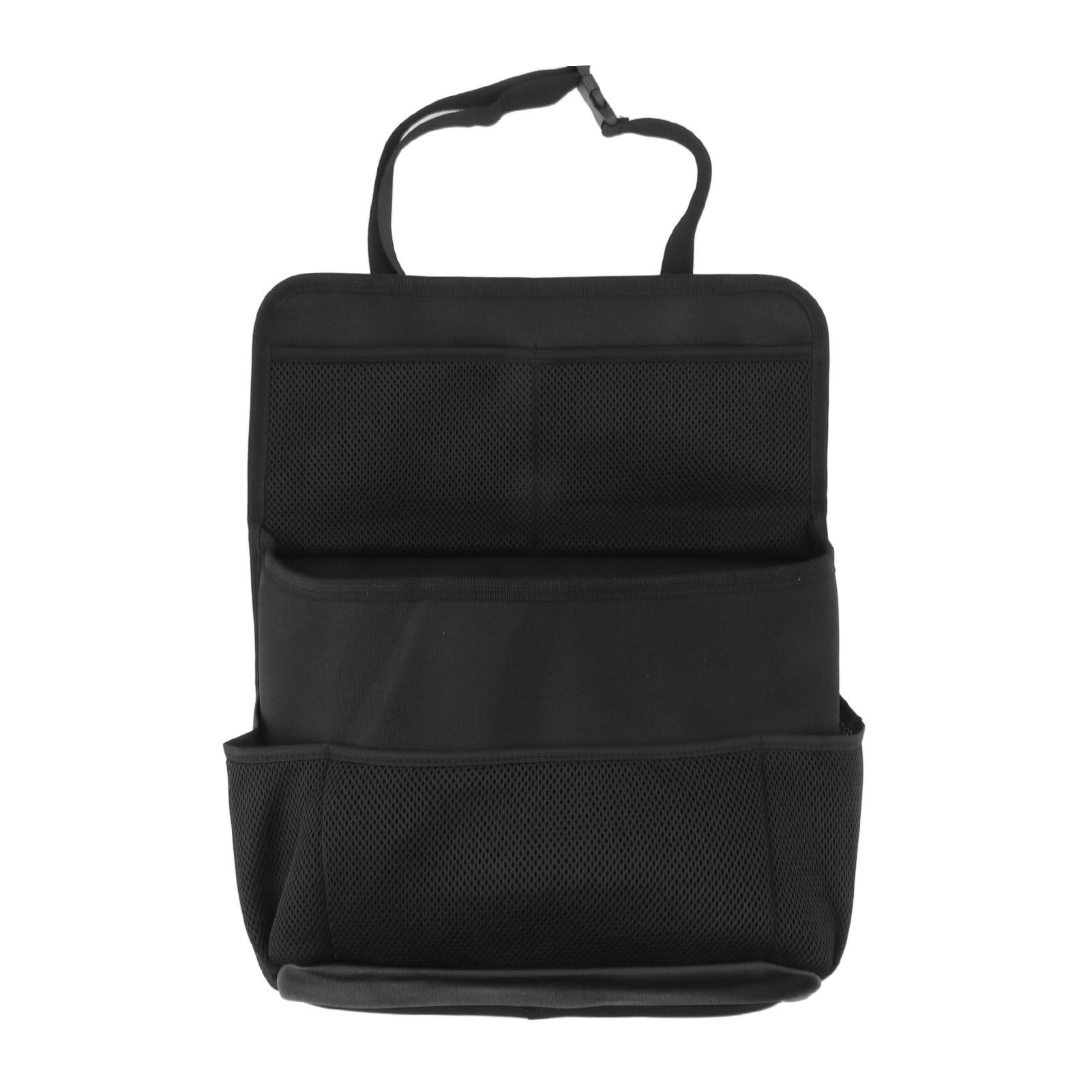 Car Back Seat Storage Bag with Strap Oxford Cloth PU Leather Muti Pocket Auto Backseat Holder - Image 1