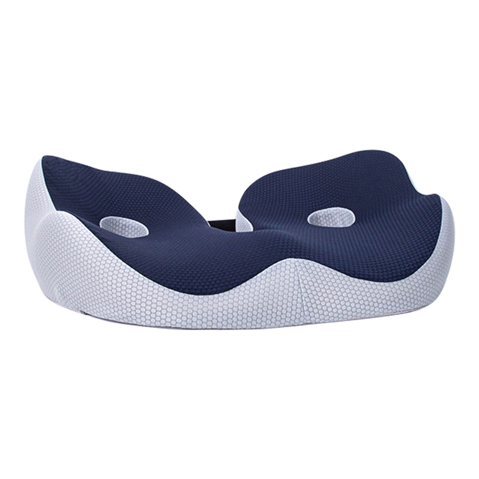 Seating Cushion Soft Comfortable Breathable Buckle Curved Chair Cushion for Office Working Dark Blue 48x39x14cm/18.9x15.4x5.5in(Approx.) - Image 1