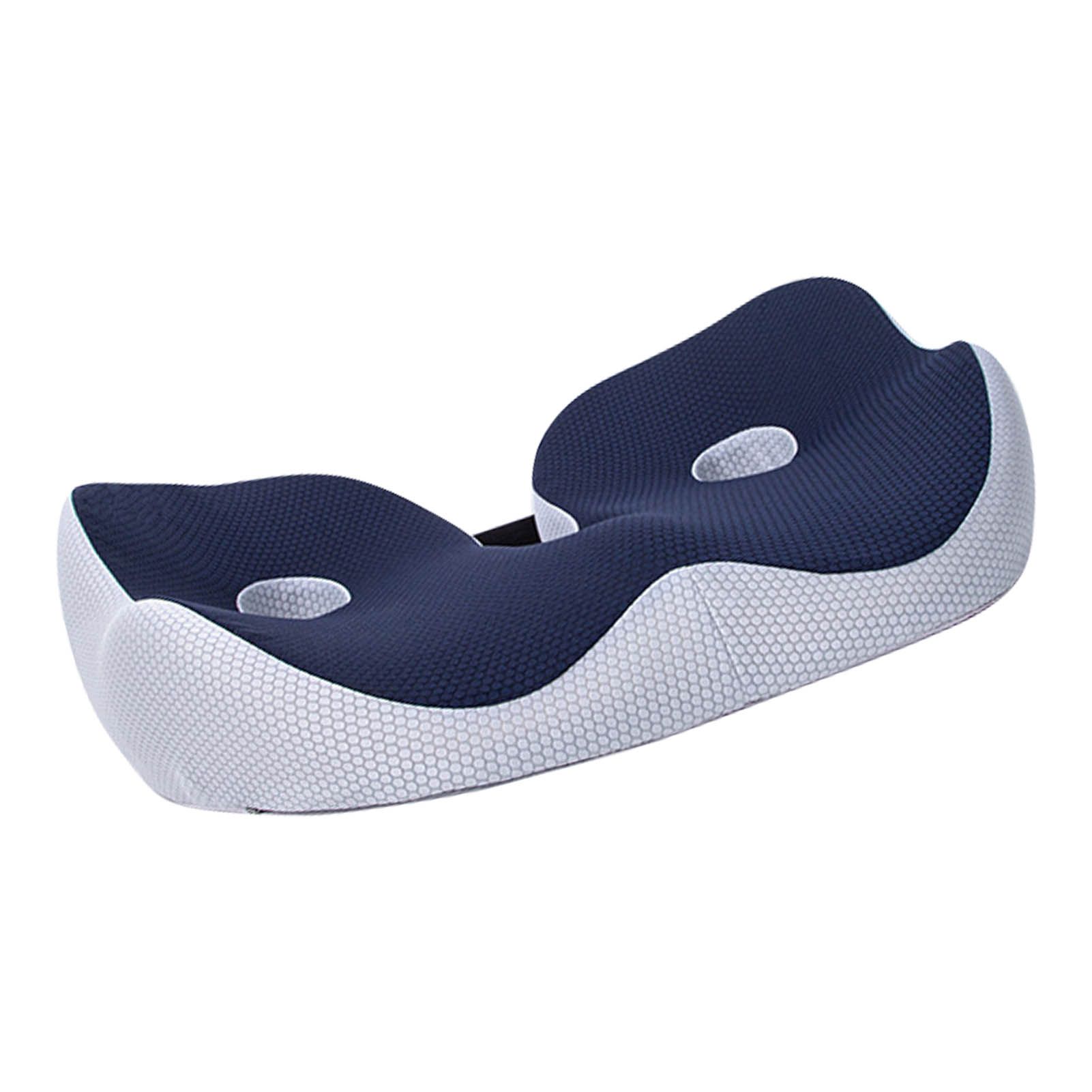 Seating Cushion Soft Comfortable Breathable Buckle Curved Chair Cushion for Office Working Dark Blue 48x39x14cm/18.9x15.4x5.5in(Approx.) - Image 2