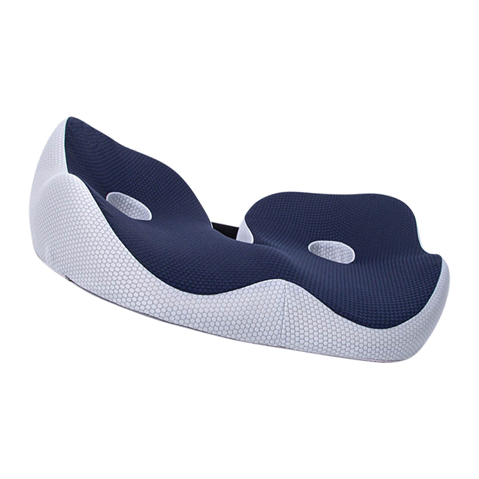 Seating Cushion Soft Comfortable Breathable Buckle Curved Chair Cushion for Office Working Dark Blue 48x39x14cm/18.9x15.4x5.5in(Approx.) - Image 3