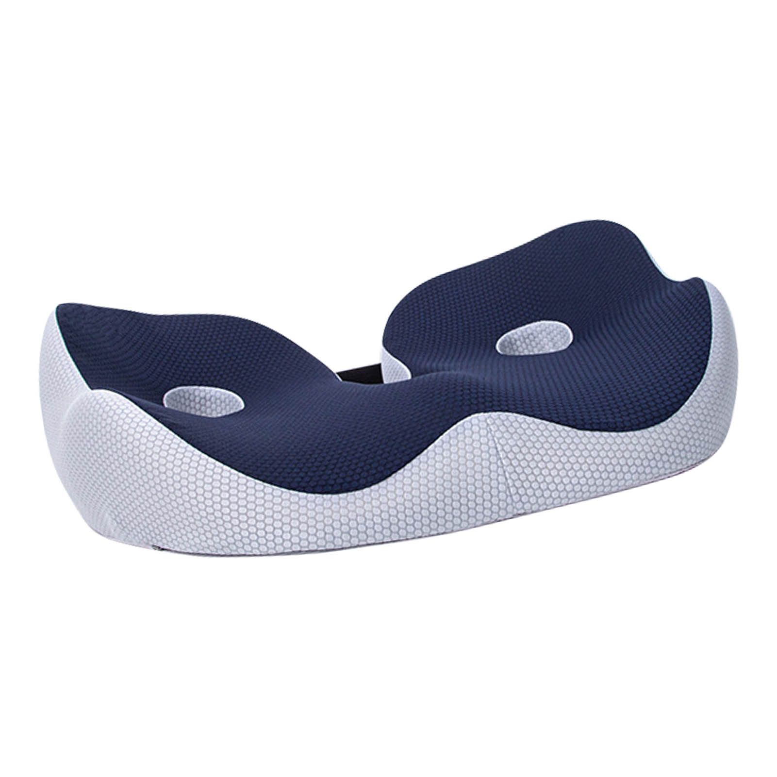 Seating Cushion Soft Comfortable Breathable Buckle Curved Chair Cushion for Office Working Dark Blue 48x39x14cm/18.9x15.4x5.5in(Approx.) - Image 4