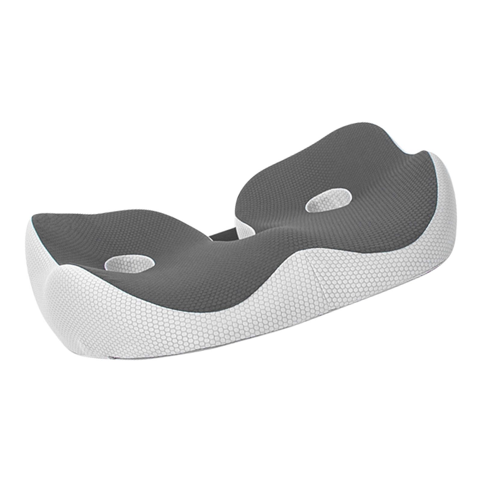 Seating Cushion Soft Comfortable Breathable Buckle Curved Chair Cushion for Office Working Dark Gray 48x39x14cm/18.9x15.4x5.5in(Approx.) - Image 2