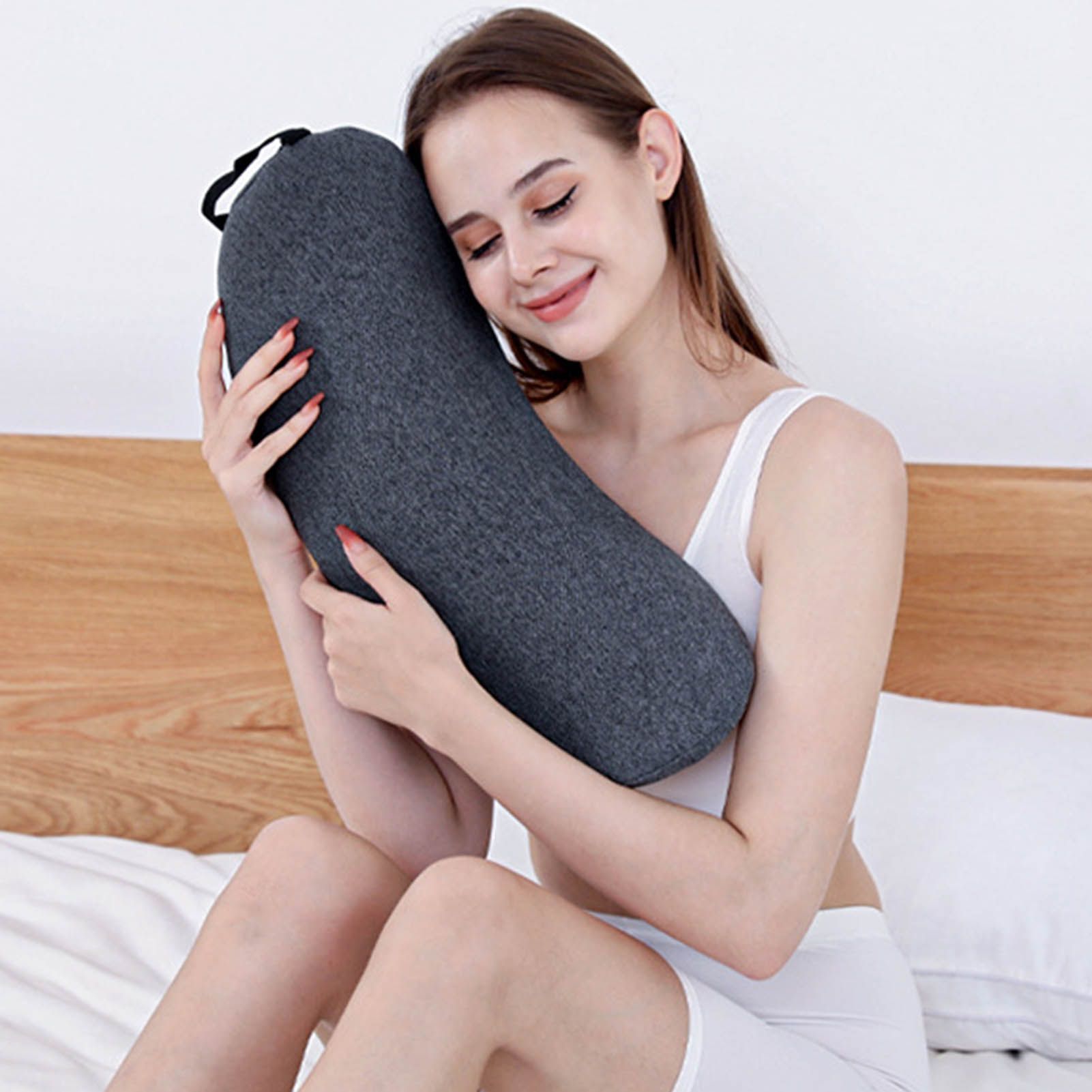 Lumbar Support Pillow Memory Foam Soft Good Resilience Reduce Pressure Ergonomic Back Waist Support Cushion Dark Gray 47x21x13cm/18.5x8.3x5.1in - Image 5