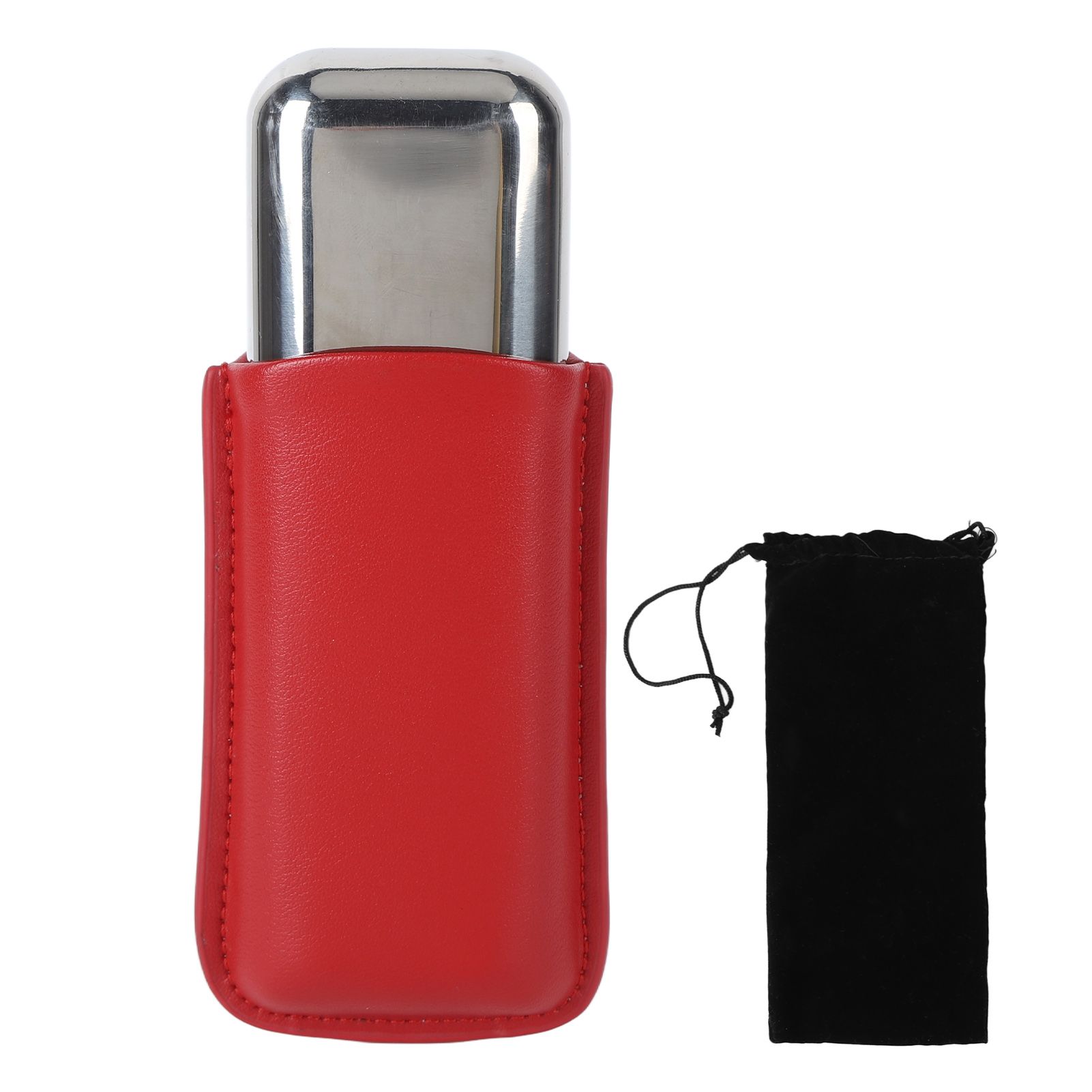 Cigar Case Holder Portable Leather 2 Holder Cigar Case with Stainless Steel Tube for Outdoor Travel Red - Image 6