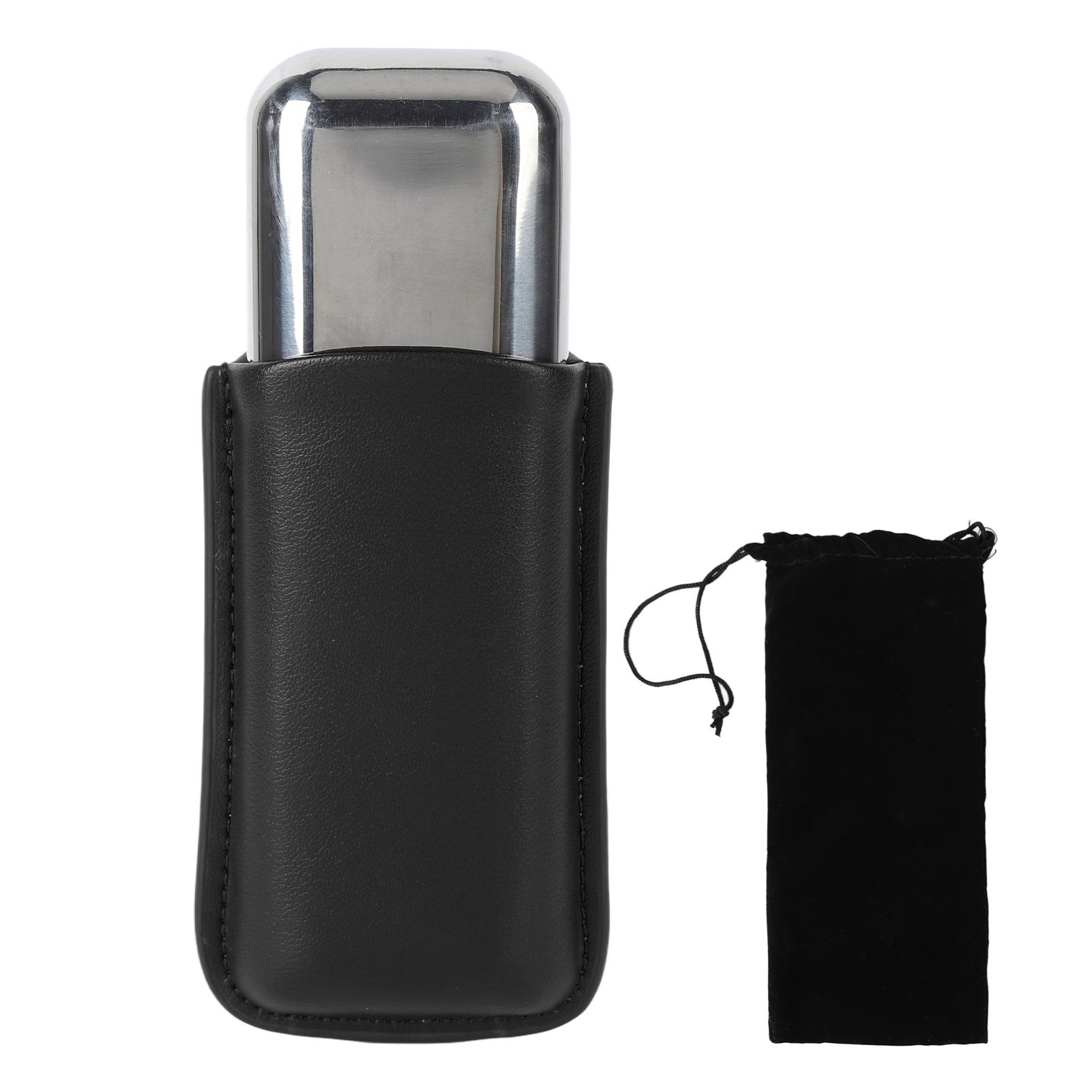 Cigar Case Holder Portable Leather 2 Holder Cigar Case with Stainless Steel Tube for Outdoor Travel Black - Image 6