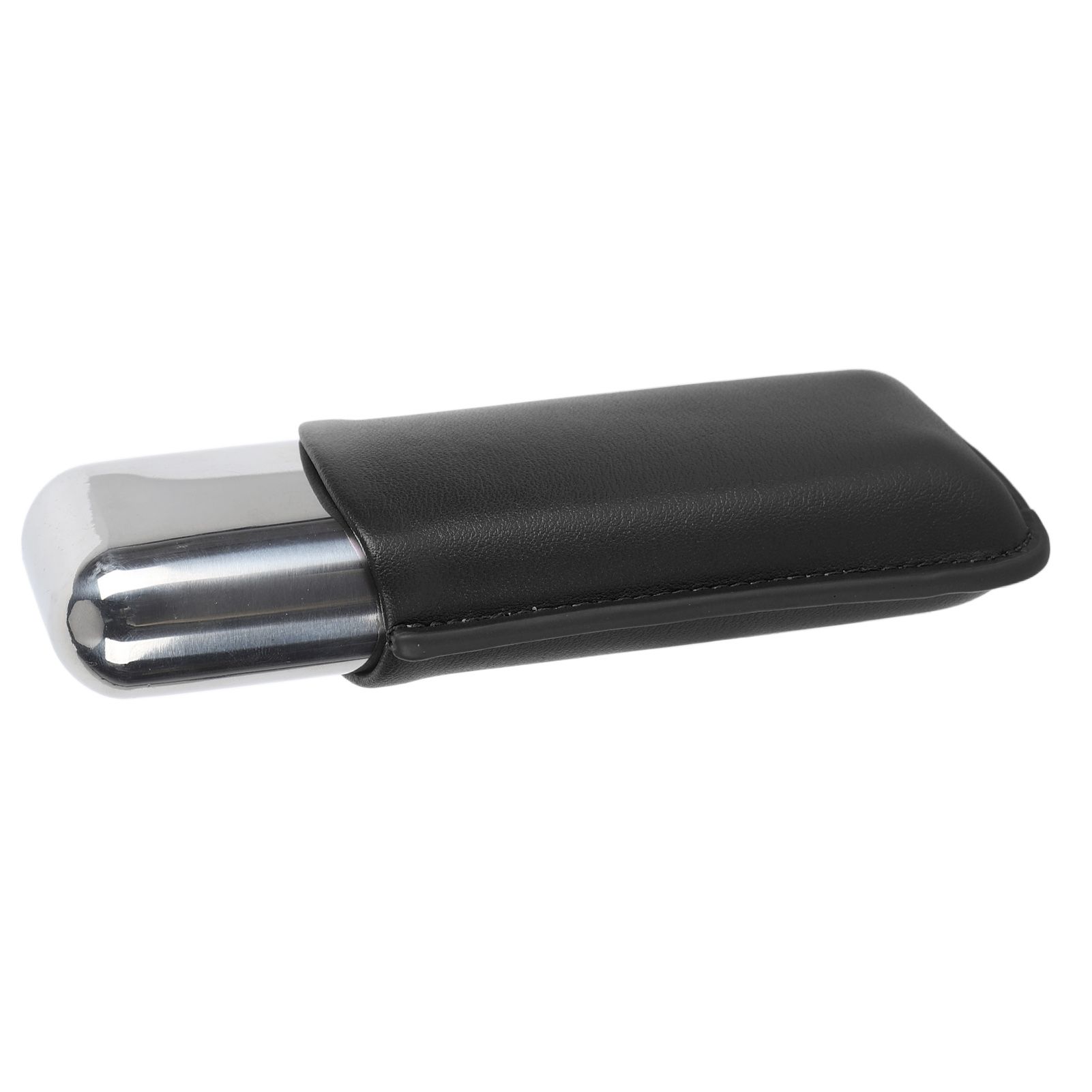 Cigar Case Holder Portable Leather 2 Holder Cigar Case with Stainless Steel Tube for Outdoor Travel Black - Image 7