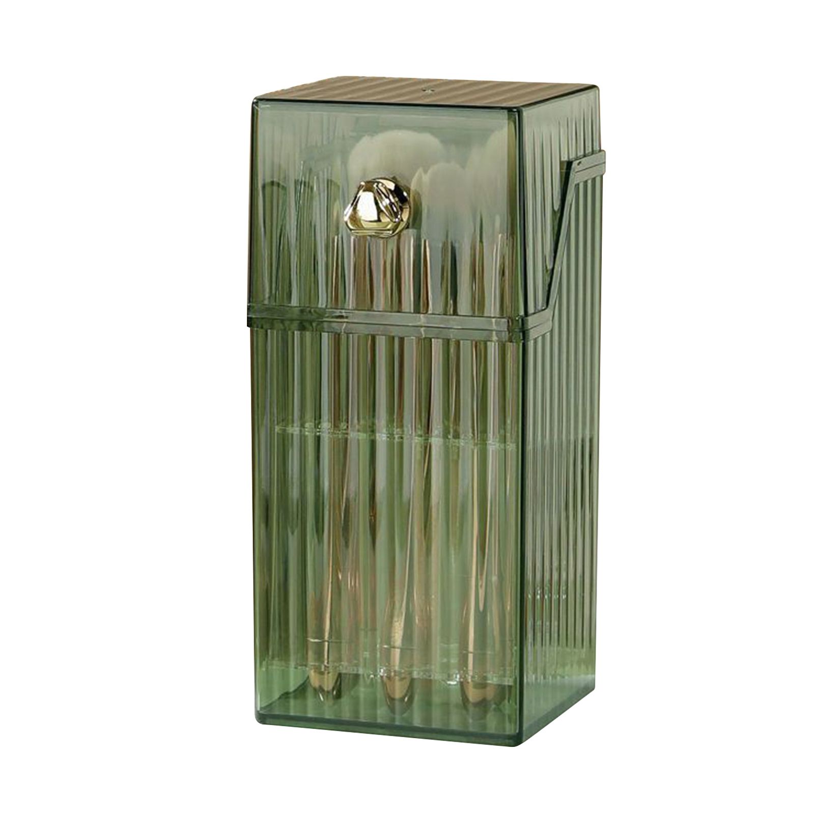 Cosmetic Brush Storage Box Luxurious Makeup Organizer Light Luxury Makeup Storage Box Desktop Eyebrow Pencil Powder Blusher Holder Green Free Size - Image 1