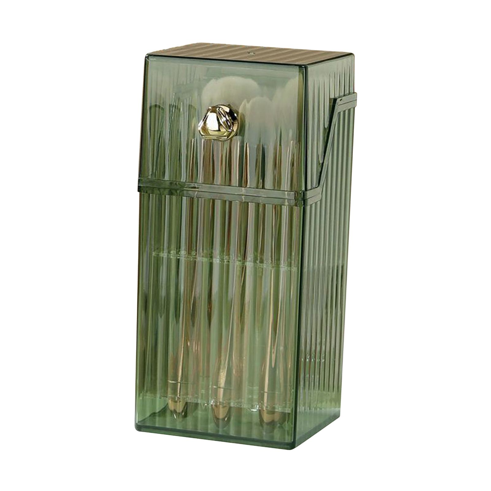 Cosmetic Brush Storage Box Luxurious Makeup Organizer Light Luxury Makeup Storage Box Desktop Eyebrow Pencil Powder Blusher Holder Green Free Size - Image 2