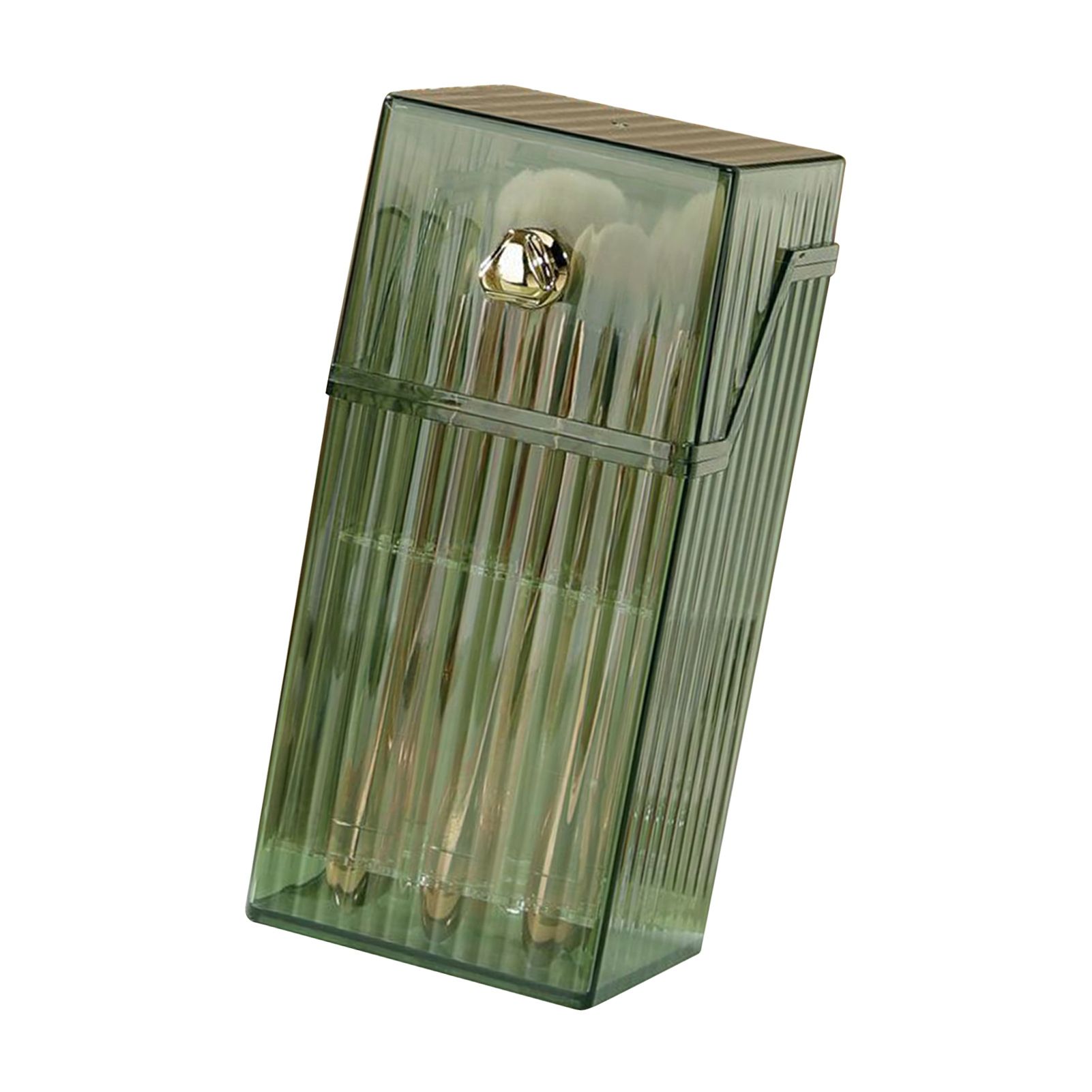 Cosmetic Brush Storage Box Luxurious Makeup Organizer Light Luxury Makeup Storage Box Desktop Eyebrow Pencil Powder Blusher Holder Green Free Size - Image 3