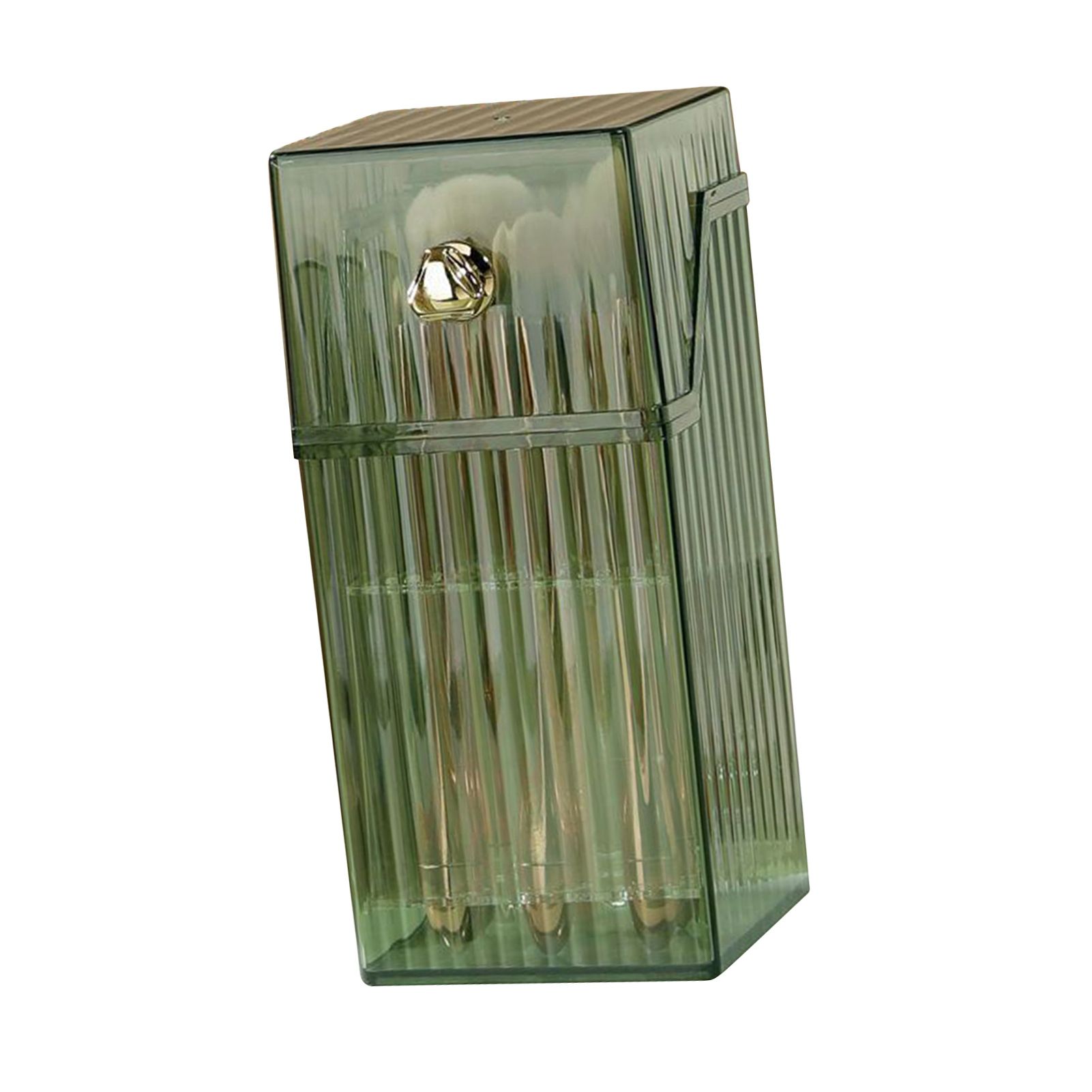 Cosmetic Brush Storage Box Luxurious Makeup Organizer Light Luxury Makeup Storage Box Desktop Eyebrow Pencil Powder Blusher Holder Green Free Size - Image 4