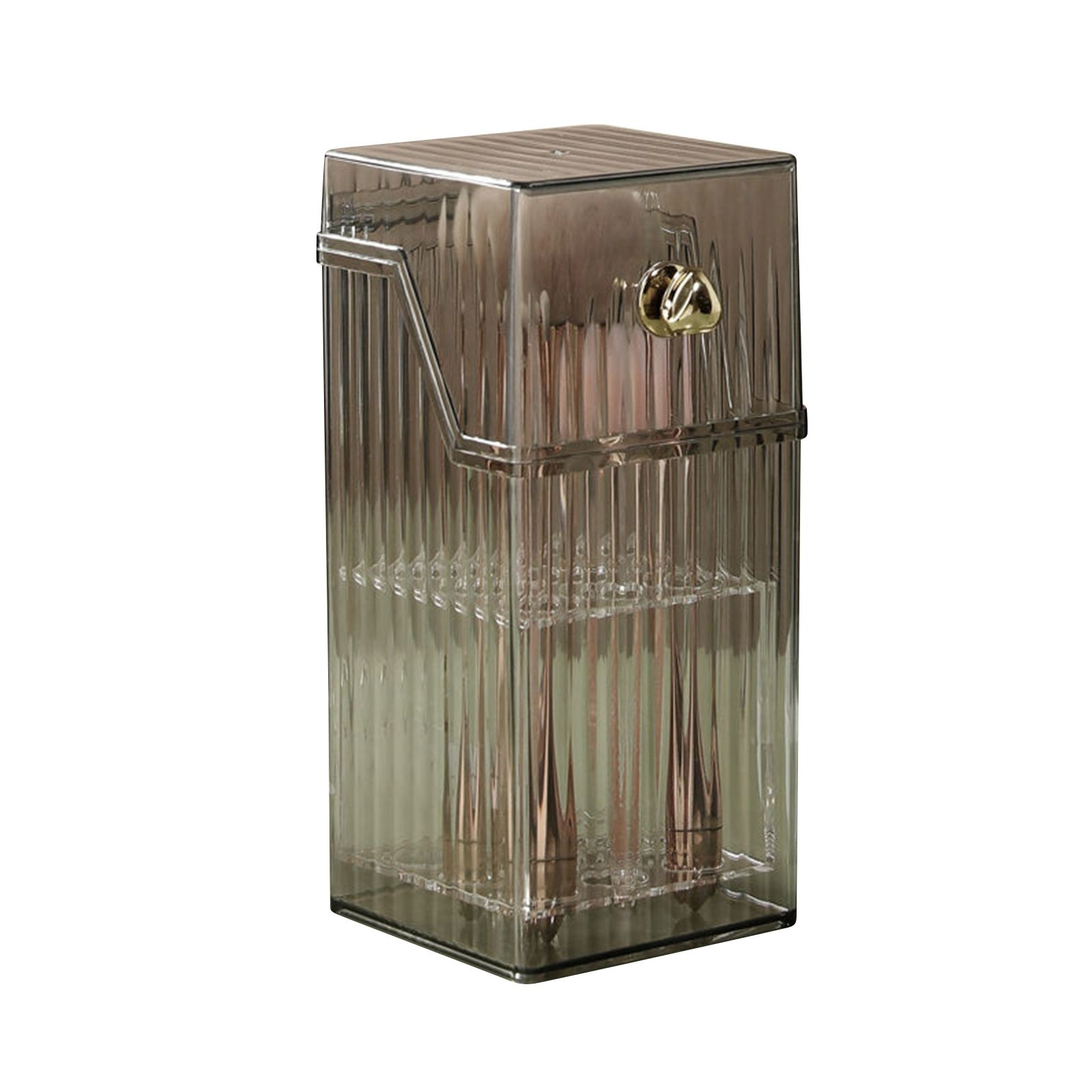 Cosmetic Brush Storage Box Luxurious Makeup Organizer Light Luxury Makeup Storage Box Desktop Eyebrow Pencil Powder Blusher Holder Gray Free Size - Image 1