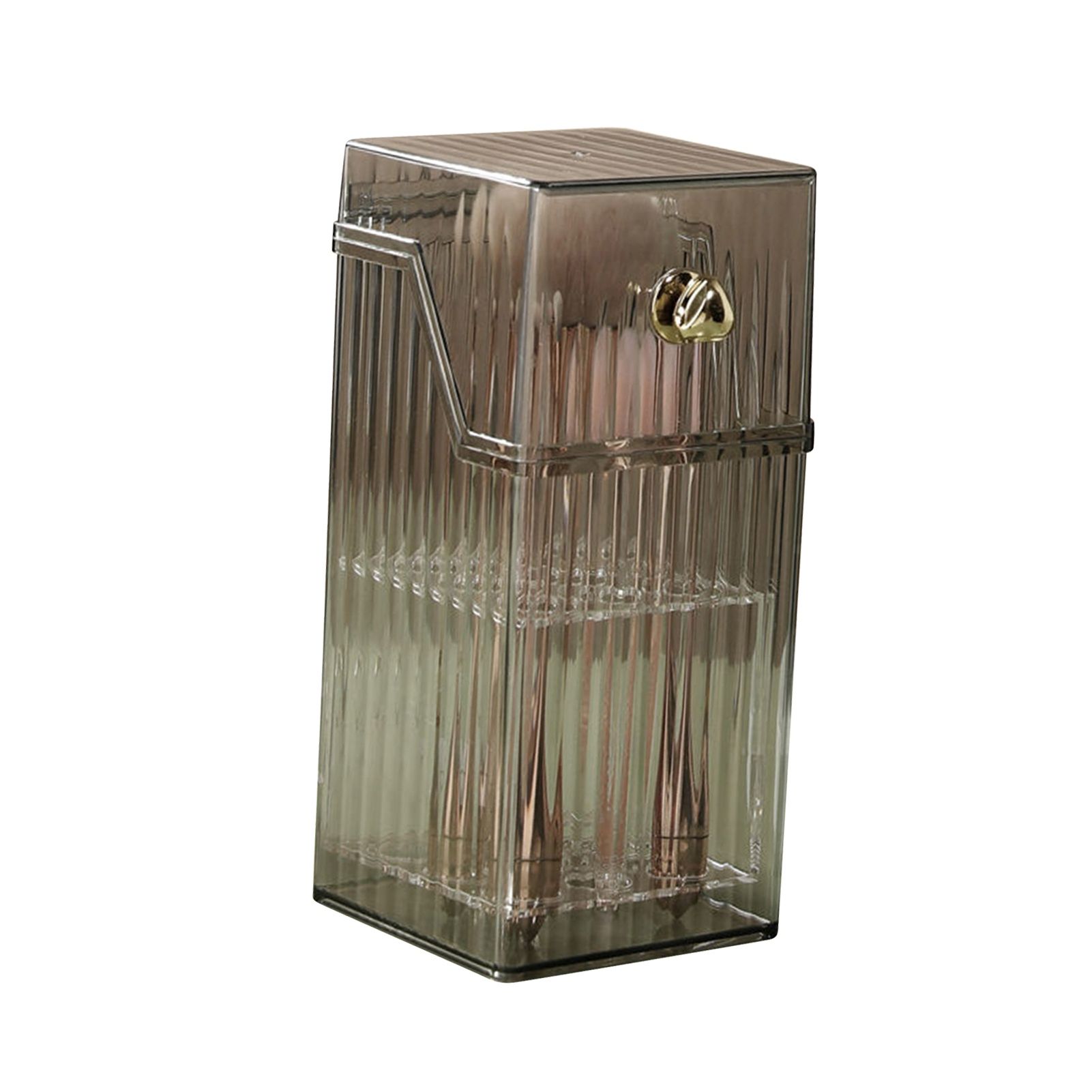 Cosmetic Brush Storage Box Luxurious Makeup Organizer Light Luxury Makeup Storage Box Desktop Eyebrow Pencil Powder Blusher Holder Gray Free Size - Image 2