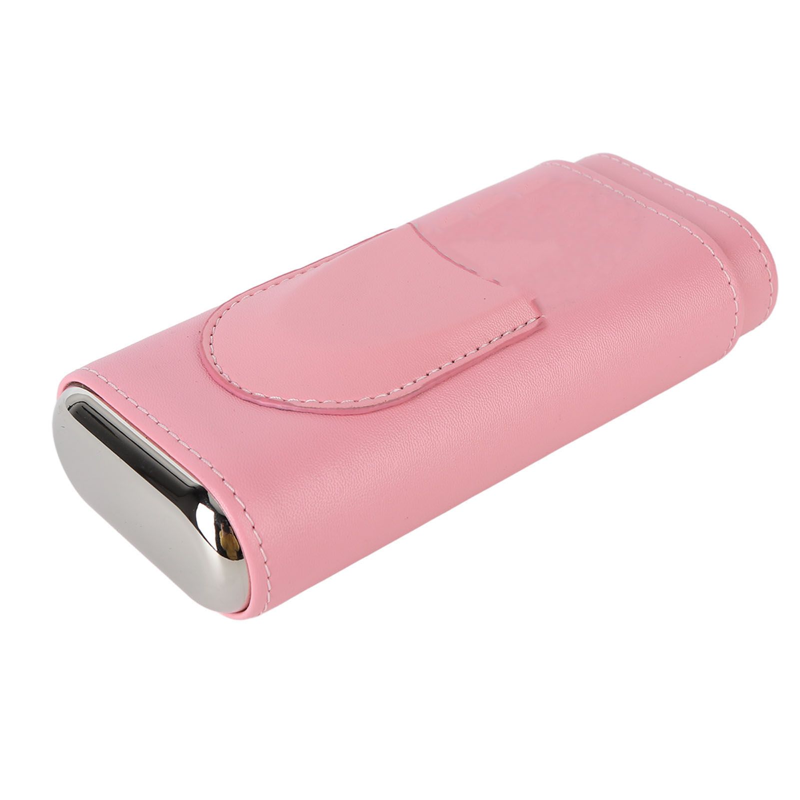 3 Fingers Cigar Case Fashion Elegant Faux Leather Ligthweight Portable Cigar Humidor Box for Travel Daily Pink - Image 7