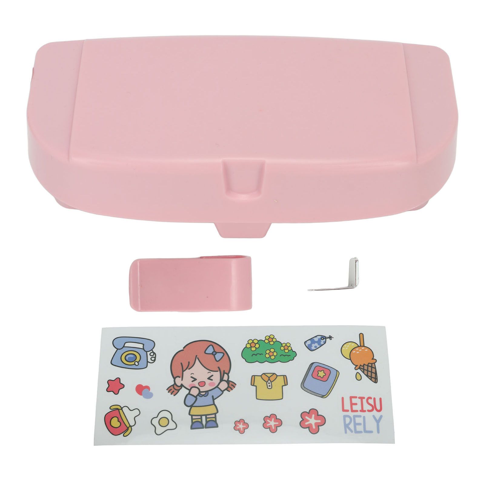 Multifunctional Car Glasses Holder Case Car Sun Visor Sunglasses Case Holder Eye Glasses Organizer Box With Clip Pink - Image 1