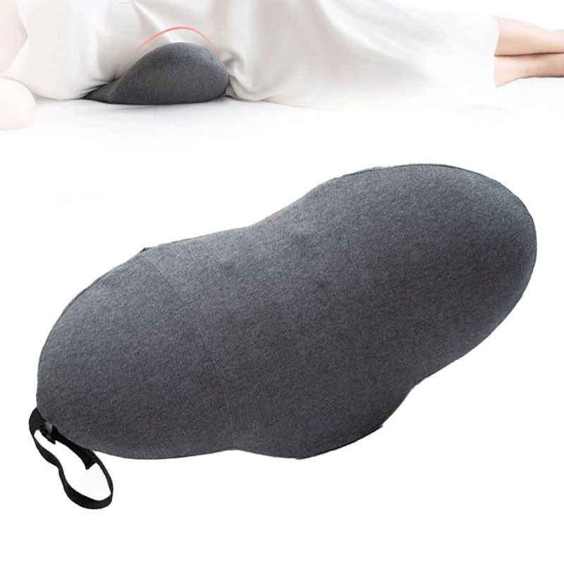 Lumbar Support Pillow Cotton Memory Foam Ergonomic Curve Fit Spinal Massage Spots Waist Support Lower Back Pillow Dark Gray 49x27x13.5cm/19.3x10.6x5.3in - Image 6
