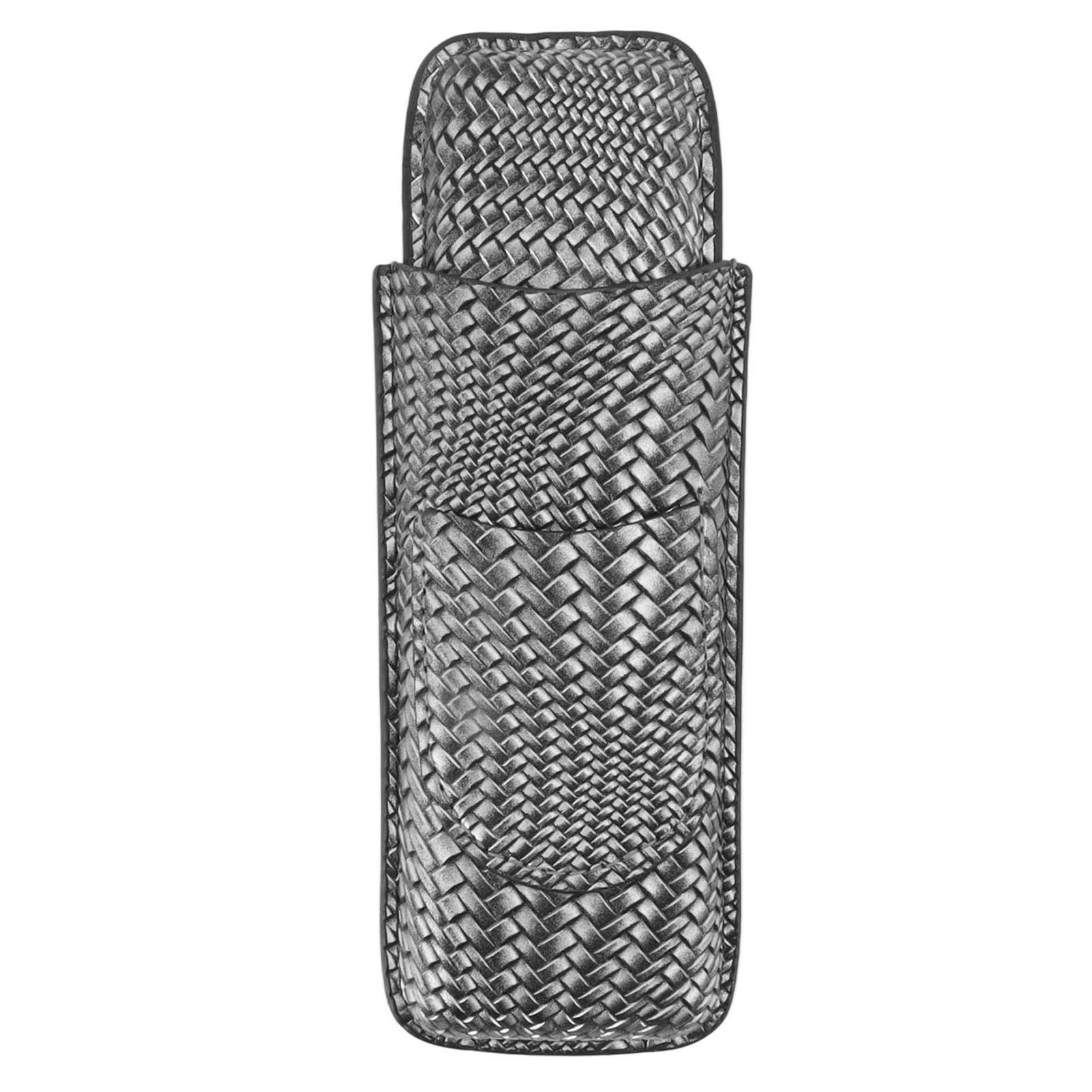 Cigar Case Holder Elegant Vintage Style Woven Pattern Leather Portable 2 Holder Cigar Case Silver - Image 1