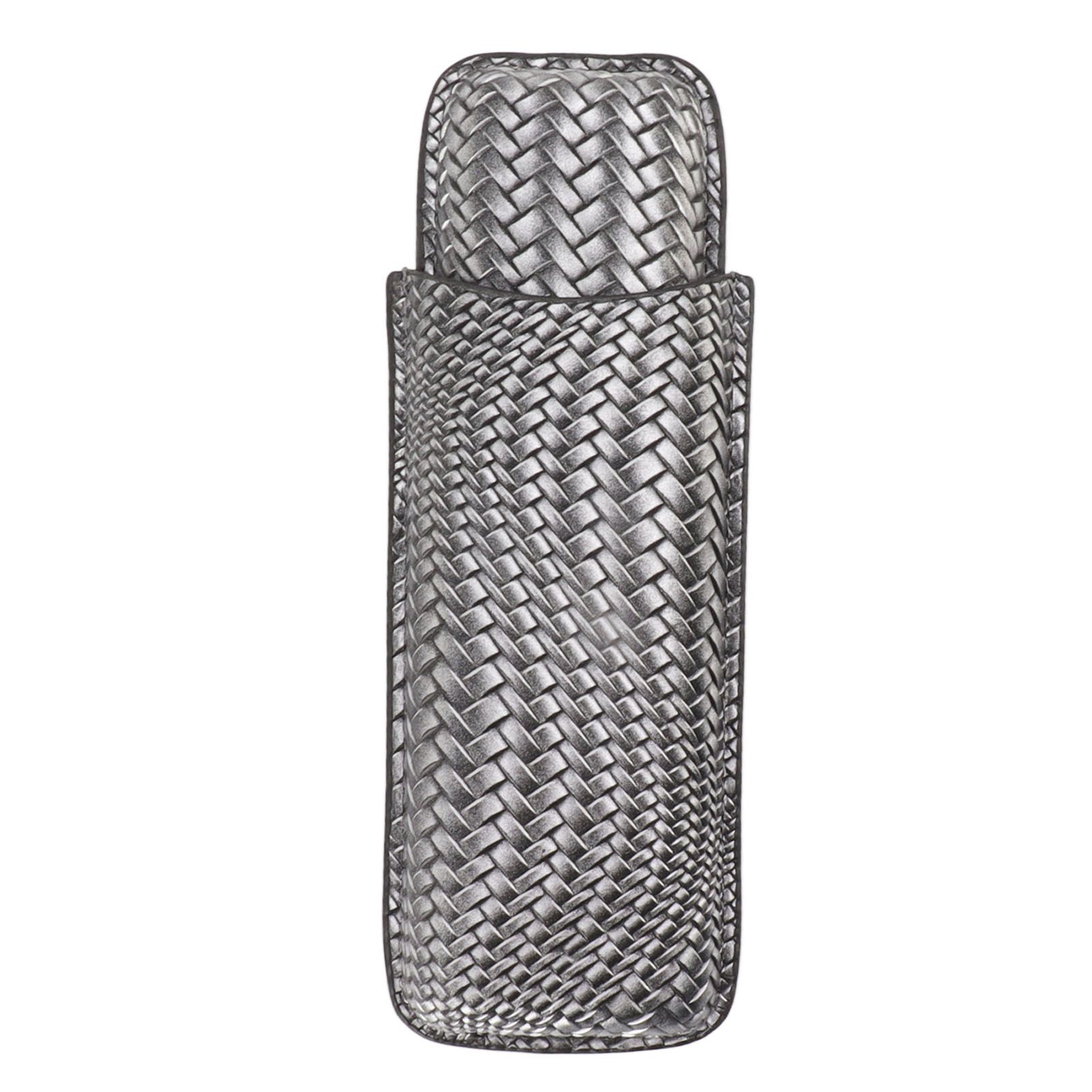 Cigar Case Holder Elegant Vintage Style Woven Pattern Leather Portable 2 Holder Cigar Case Silver - Image 4