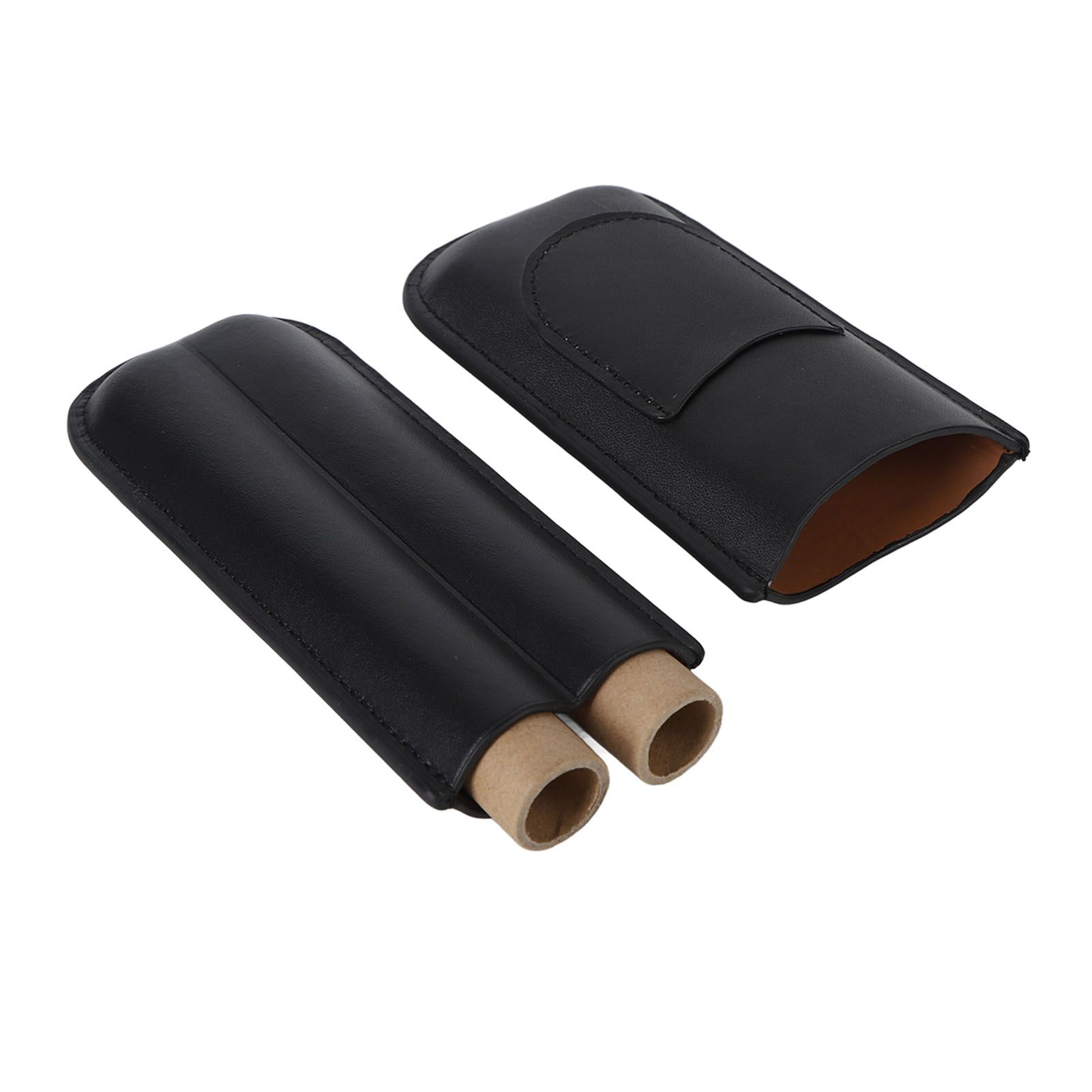Portable Cigar Bag 2 Holder Leather Humidor Box Cigar Protection Moisturizing Storage Case Black - Image 3
