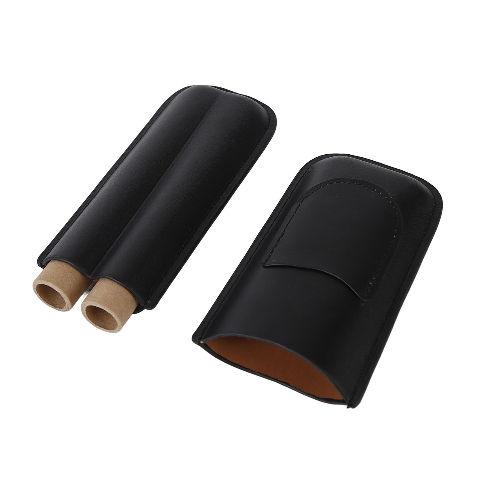 Portable Cigar Bag 2 Holder Leather Humidor Box Cigar Protection Moisturizing Storage Case Black - Image 4
