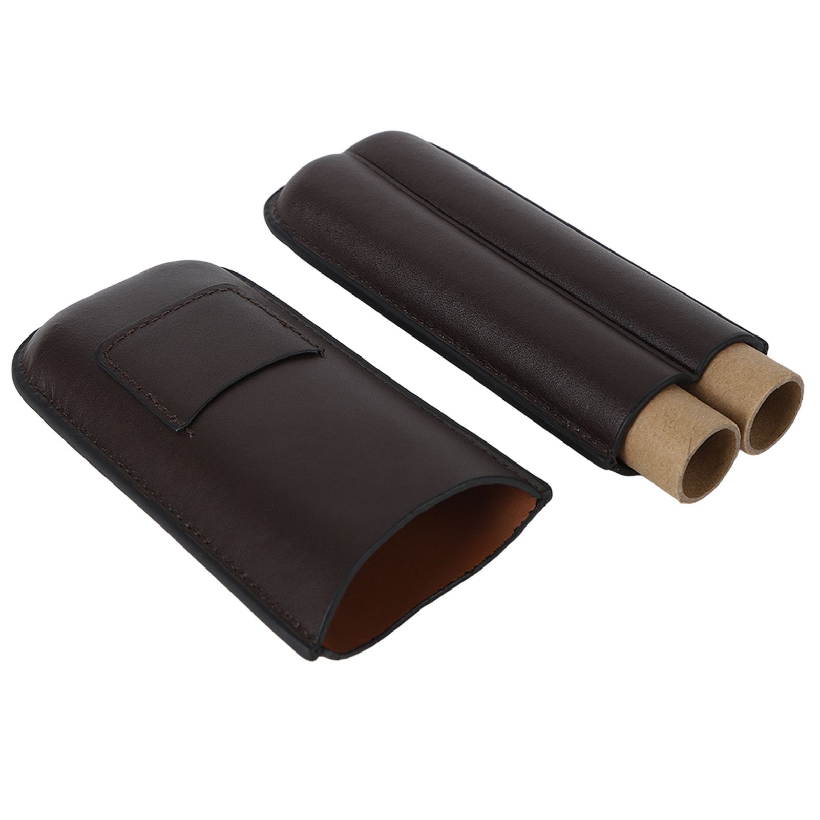 2 Finger Travel Cigar Holder Wearproof Portable Fashion Ventilate Leather Cigar Case with Cutter for Business - Image 2
