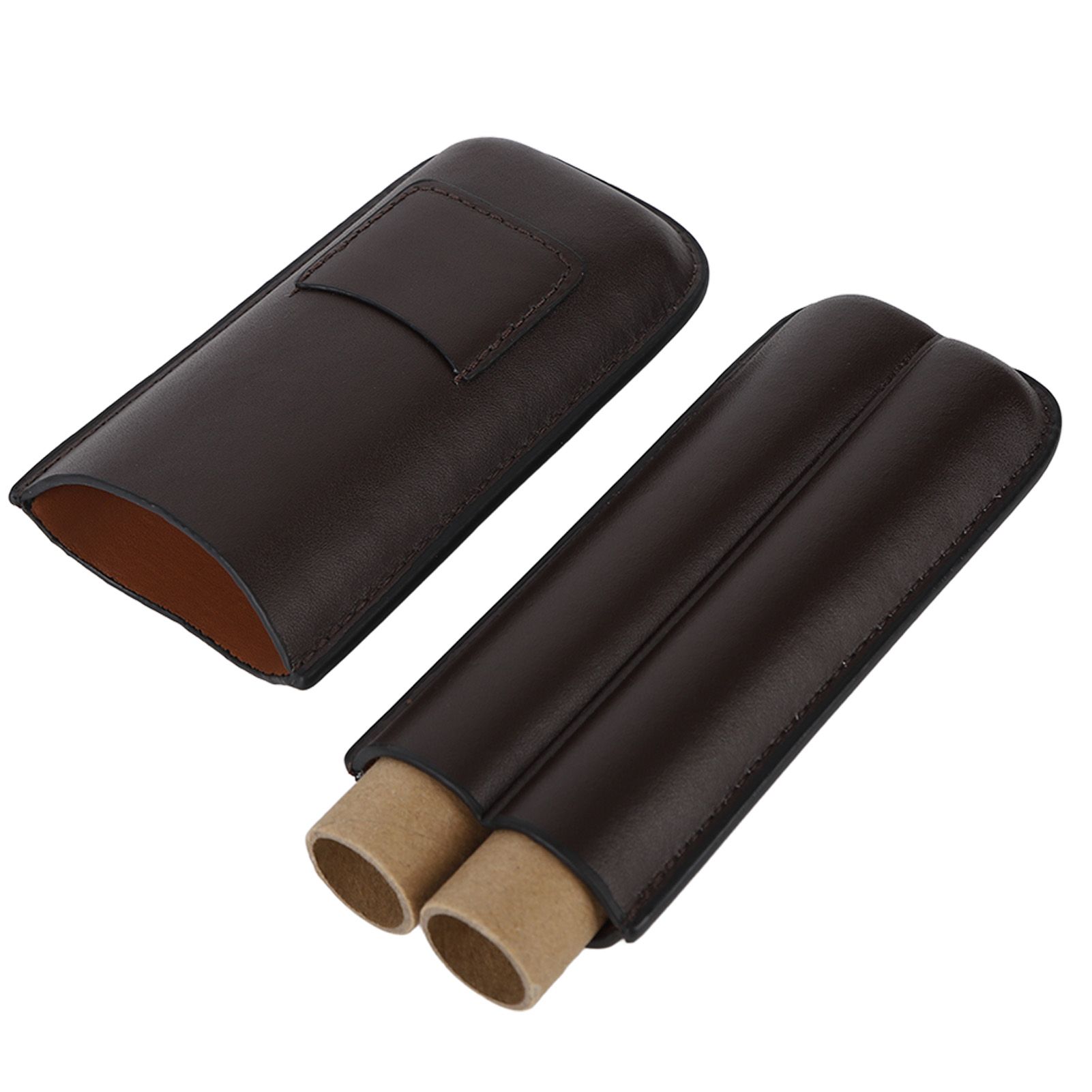 2 Finger Travel Cigar Holder Wearproof Portable Fashion Ventilate Leather Cigar Case with Cutter for Business - Image 3