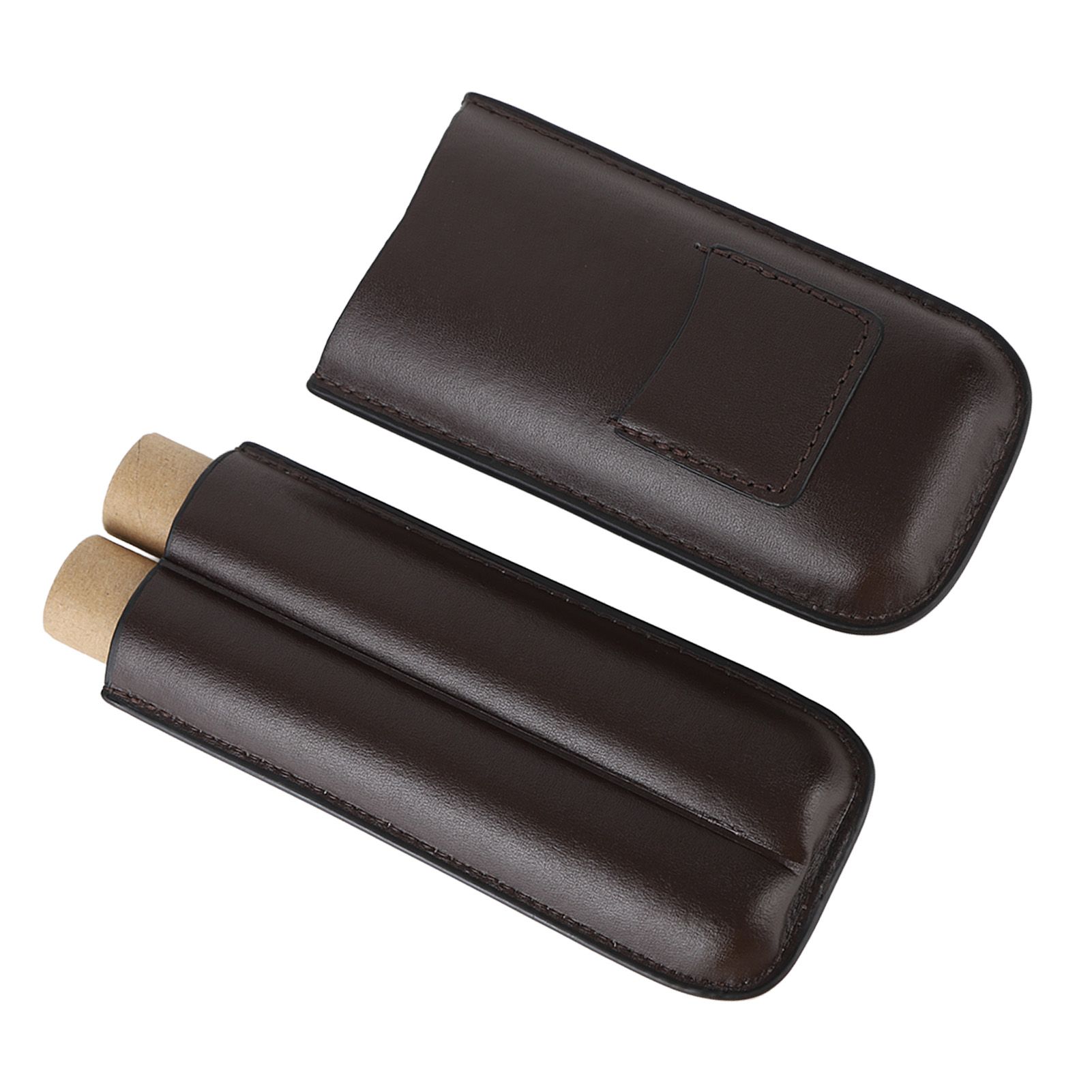 2 Finger Travel Cigar Holder Wearproof Portable Fashion Ventilate Leather Cigar Case with Cutter for Business - Image 4