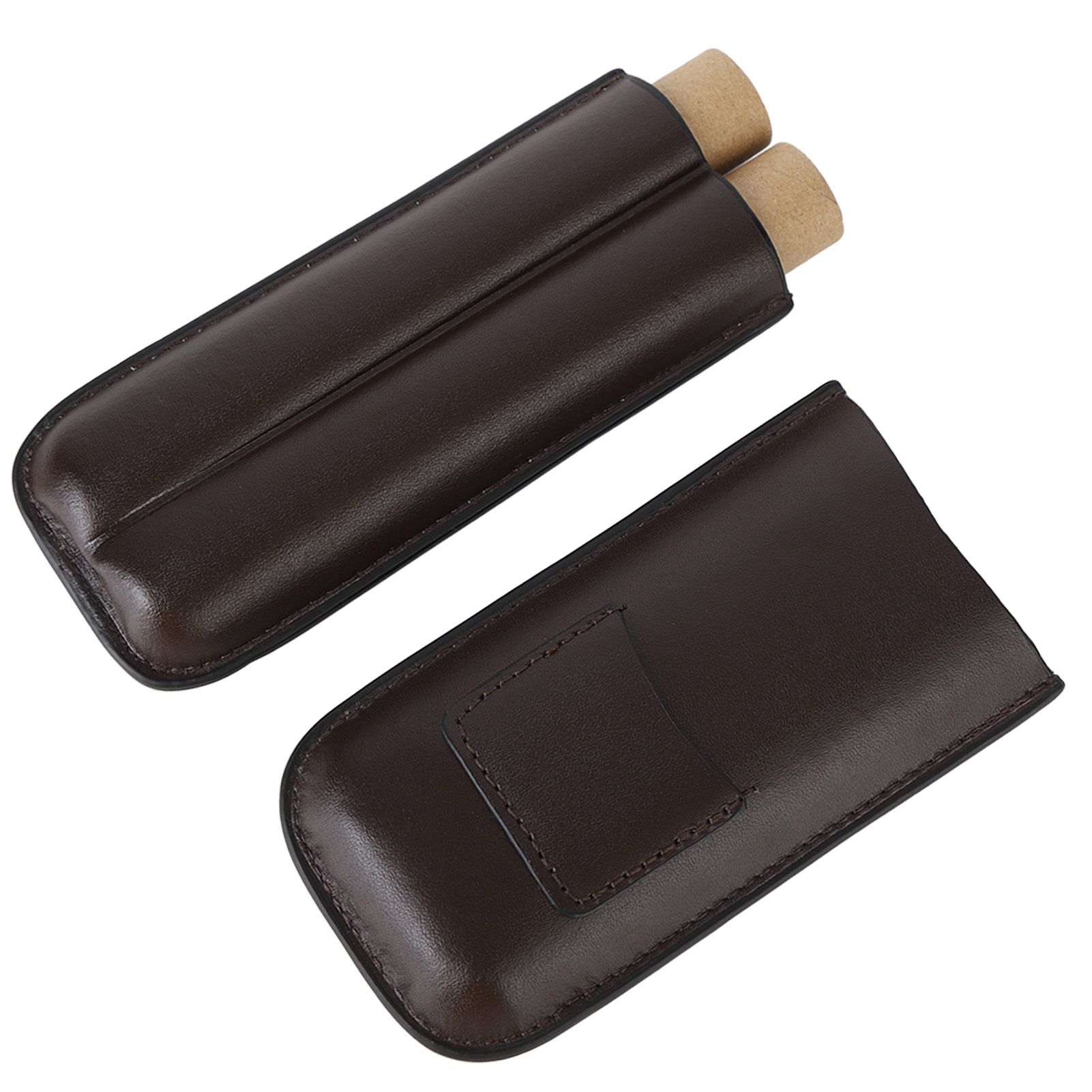 2 Finger Travel Cigar Holder Wearproof Portable Fashion Ventilate Leather Cigar Case with Cutter for Business - Image 6