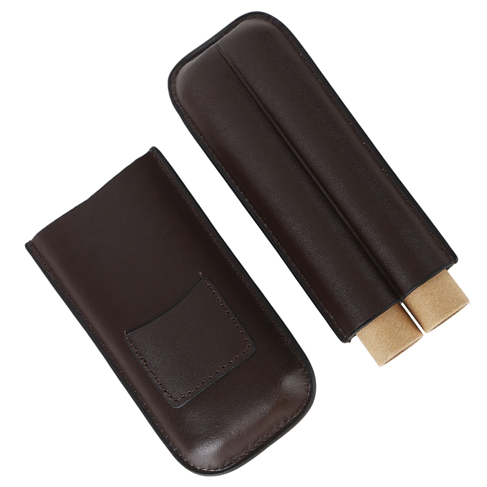 2 Finger Travel Cigar Holder Wearproof Portable Fashion Ventilate Leather Cigar Case with Cutter for Business - Image 8