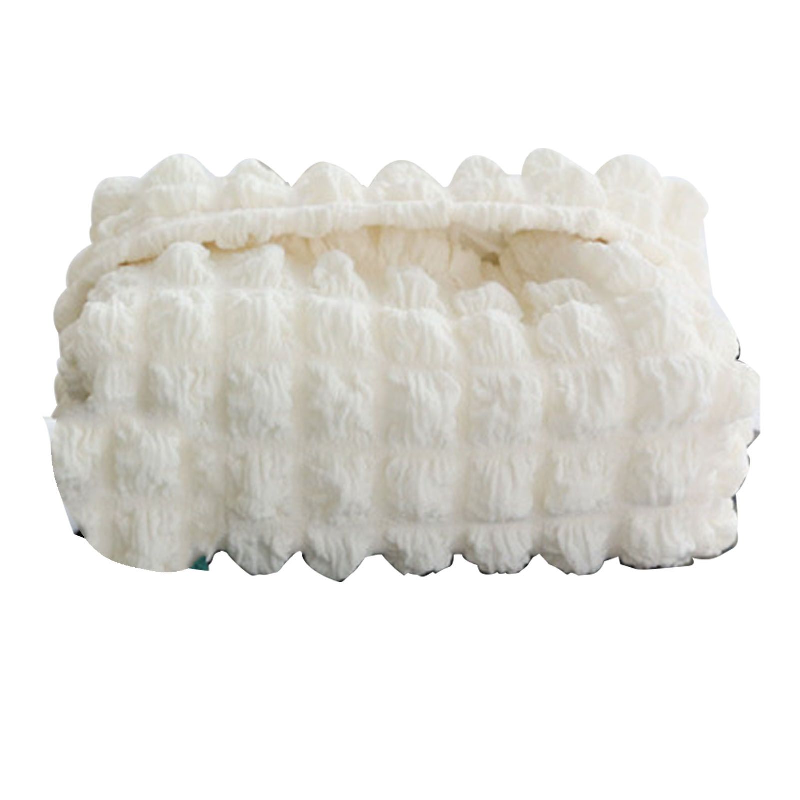 Tissue Box Cover Bag Polyester Cotton Bubble Yarn Decorative Tissue Bag Storage with Thick Canvas Lining Beige - Image 2