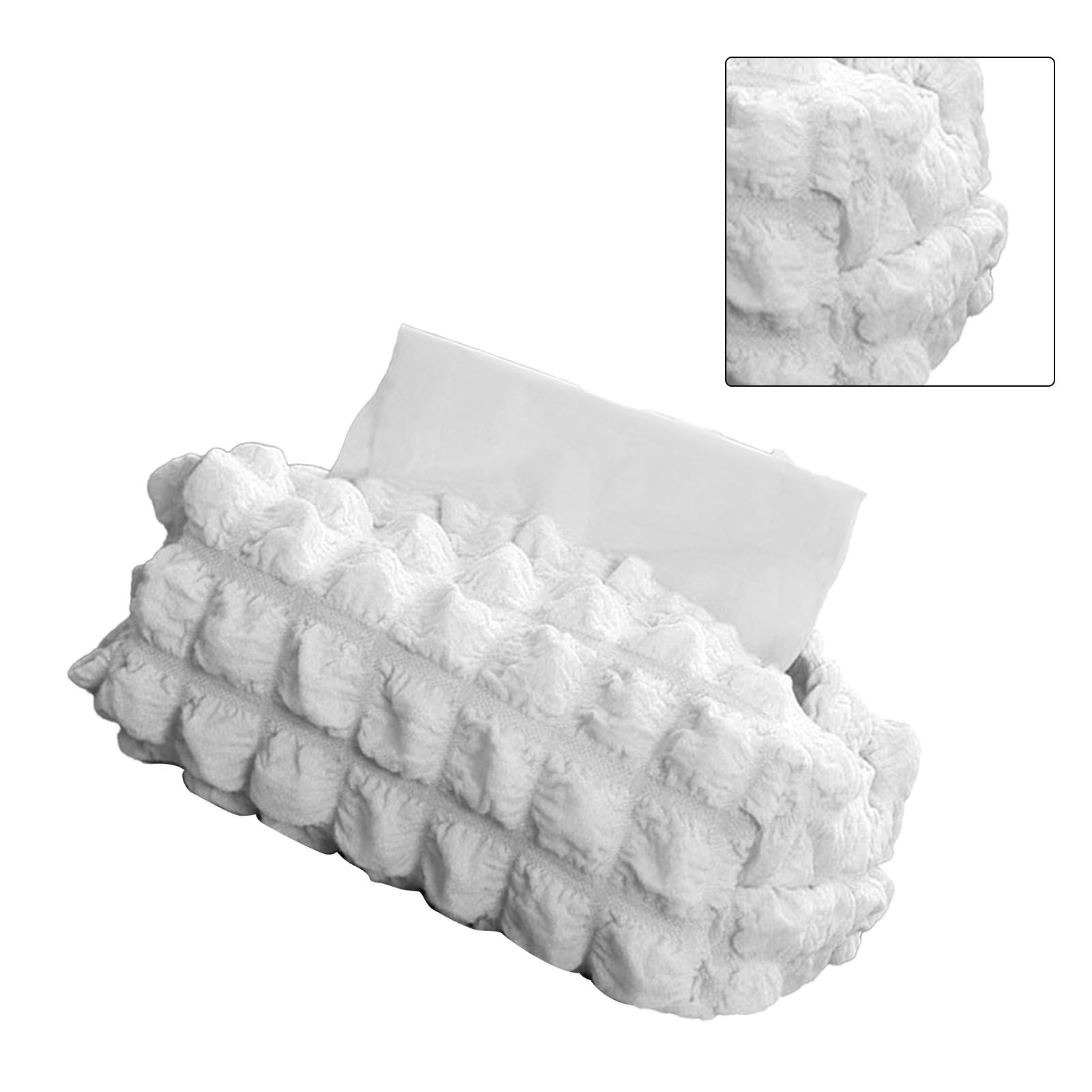 Tissue Box Cover Bag Polyester Cotton Bubble Yarn Decorative Tissue Bag Storage with Thick Canvas Lining Beige - Image 3
