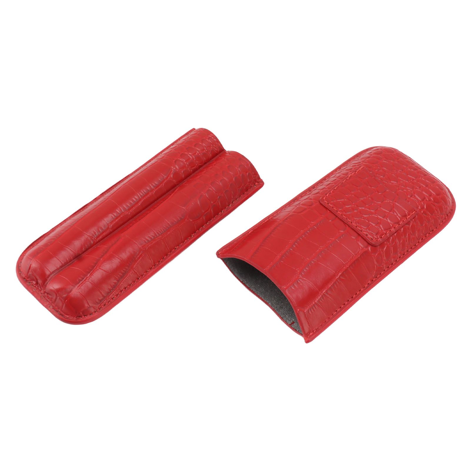 2 Finger Cigar Case Cigar Sleeve Portable Travel Cigar Holder Moisturizing Function With Cutter Red - Image 8
