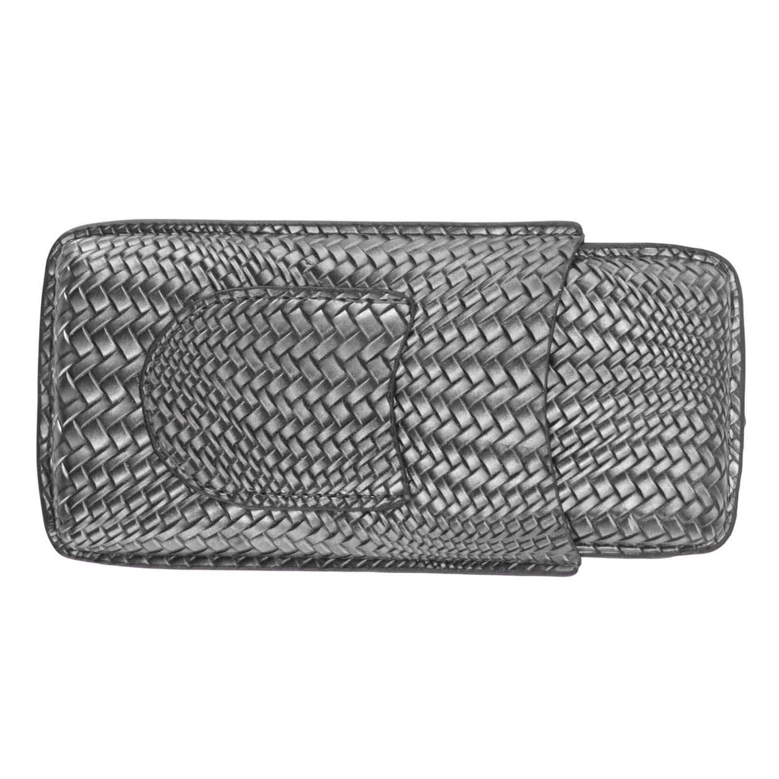 3 Finger Cigar Case Woven Pattern Portable Travel Leather Cigar Humidor Case Smoking Accessories Silver - Image 7