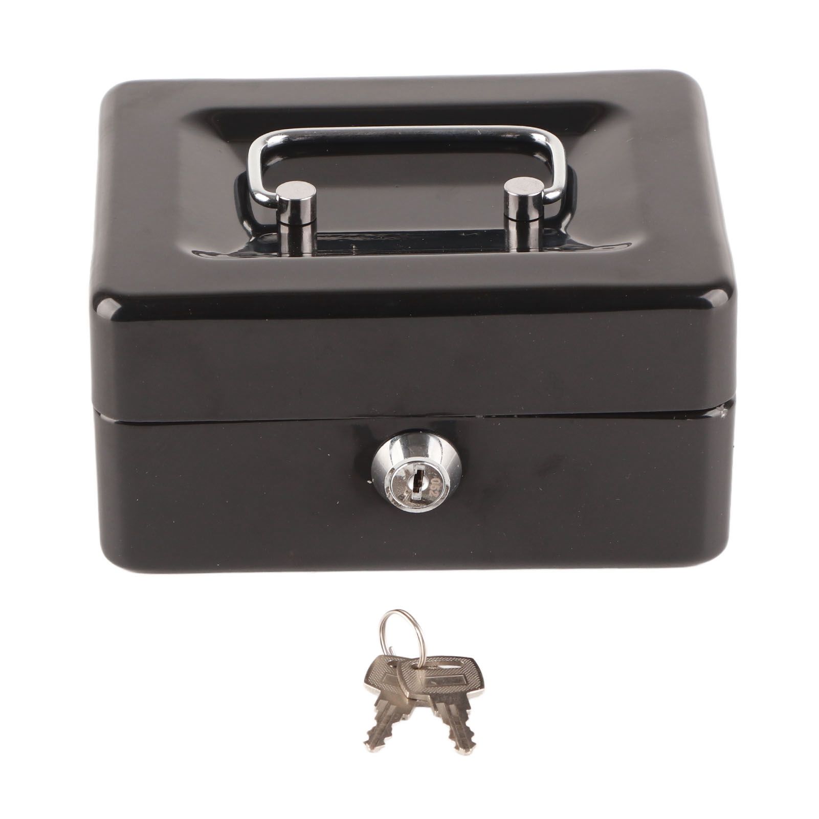 Metal Cash Box 6 Compartments High Safety Money Box with Money Tray and Key Lock for Home Business Black - Image 1