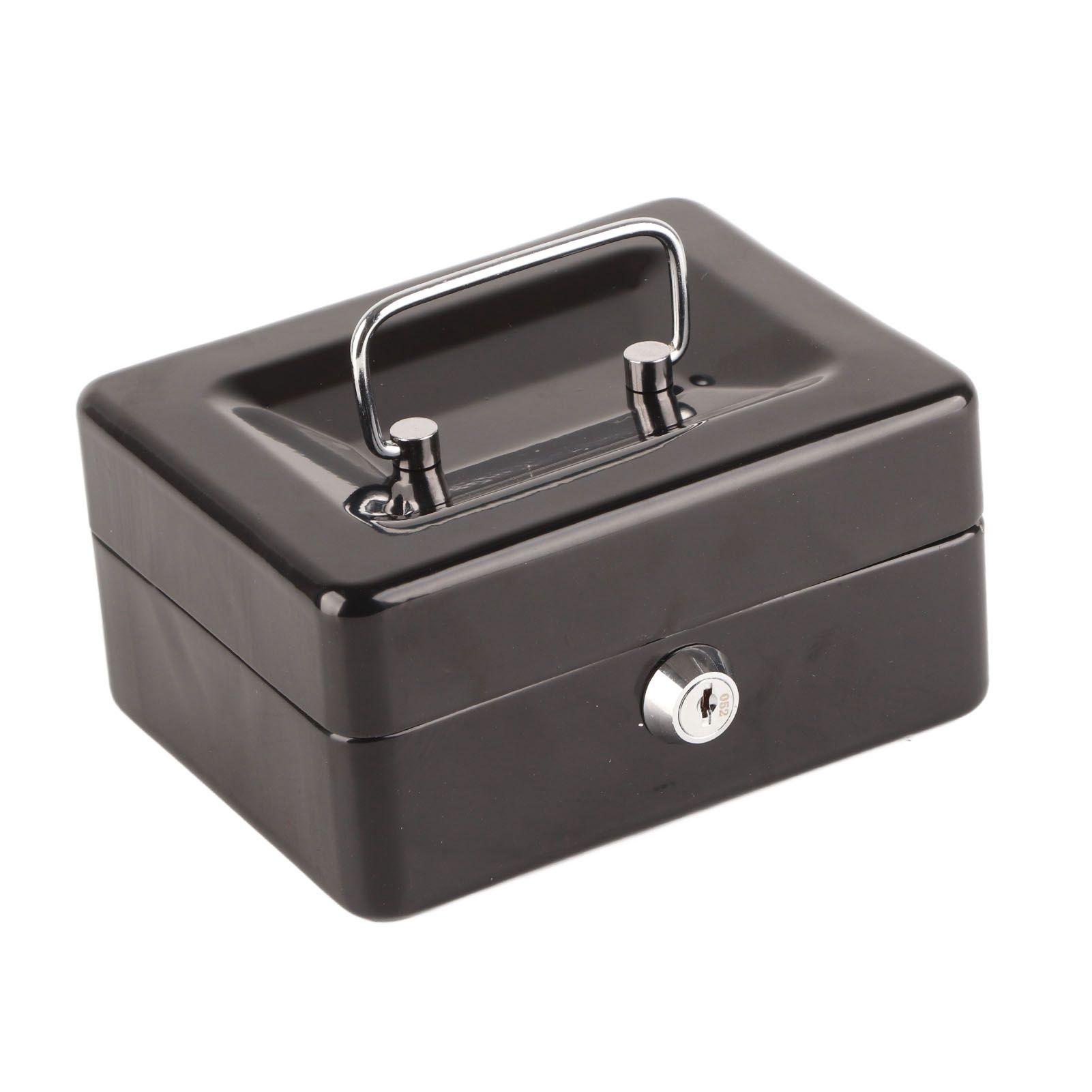 Metal Cash Box 6 Compartments High Safety Money Box with Money Tray and Key Lock for Home Business Black - Image 3