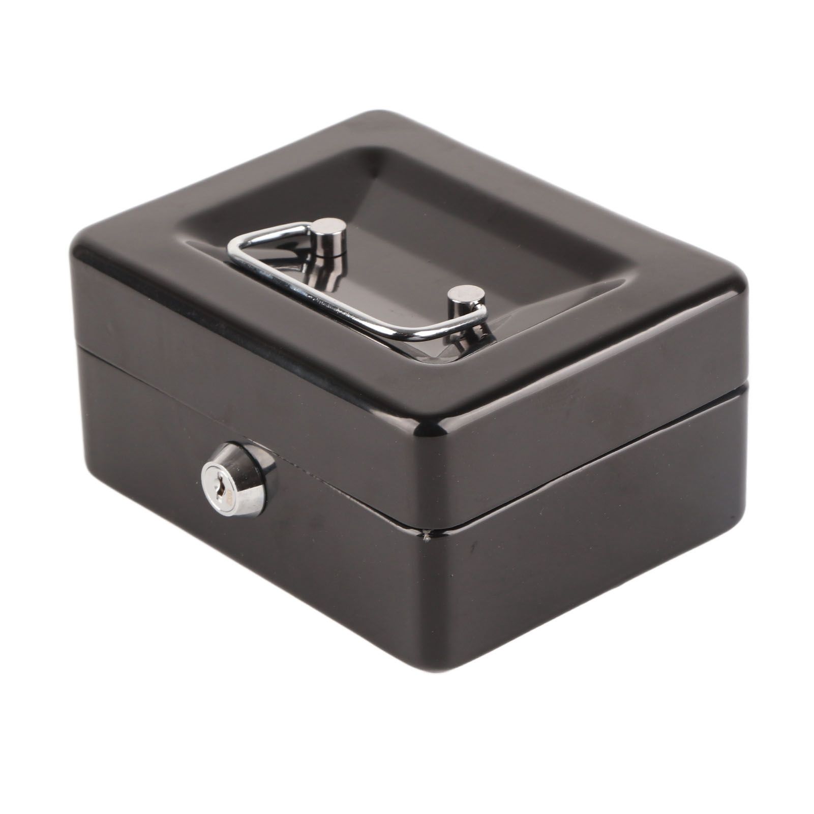 Metal Cash Box 6 Compartments High Safety Money Box with Money Tray and Key Lock for Home Business Black - Image 4