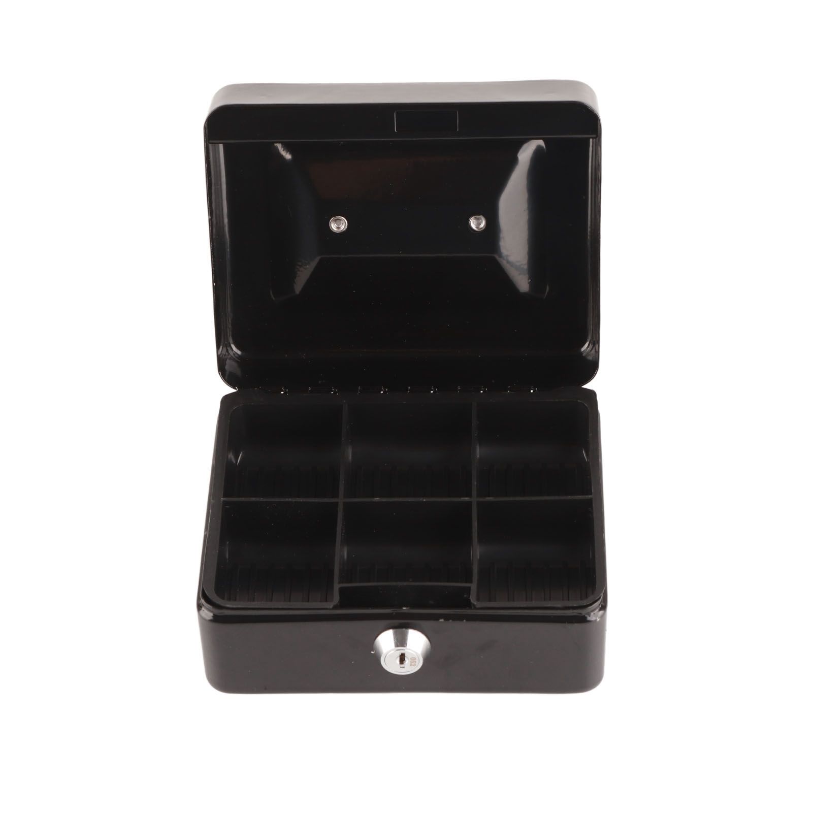 Metal Cash Box 6 Compartments High Safety Money Box with Money Tray and Key Lock for Home Business Black - Image 5