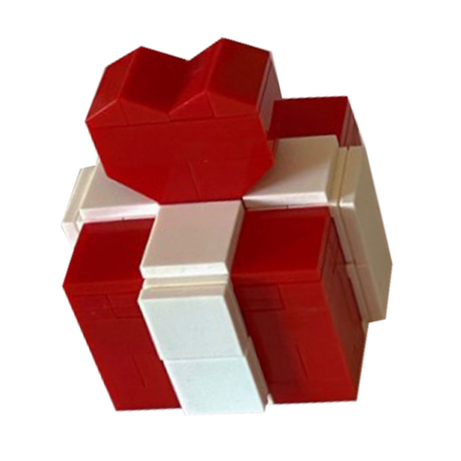 Ring Box Heart Shape Assembling Blocks Ring Gift Box for Engagement Birthday Gift Red and White - Image 2