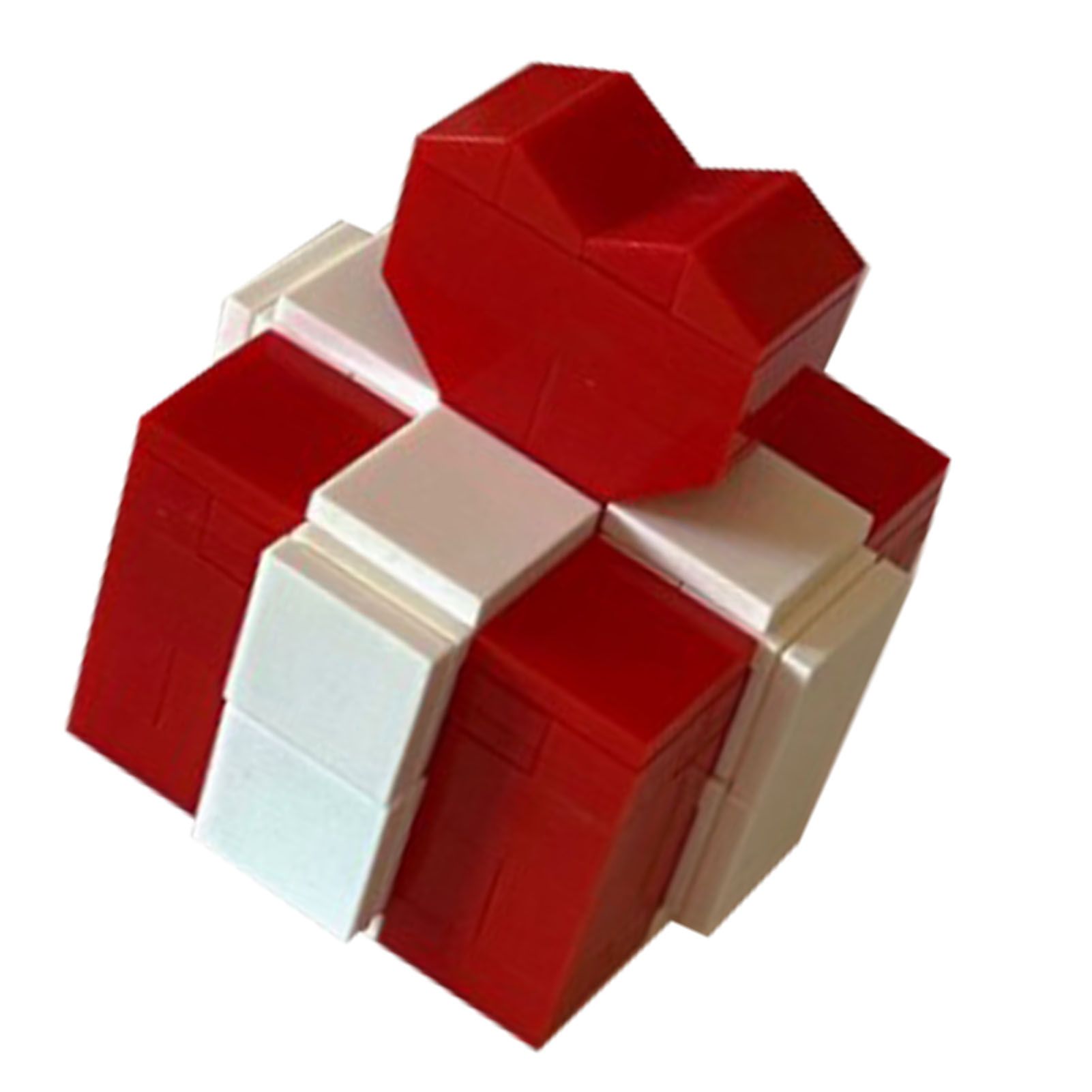 Ring Box Heart Shape Assembling Blocks Ring Gift Box for Engagement Birthday Gift Red and White - Image 3