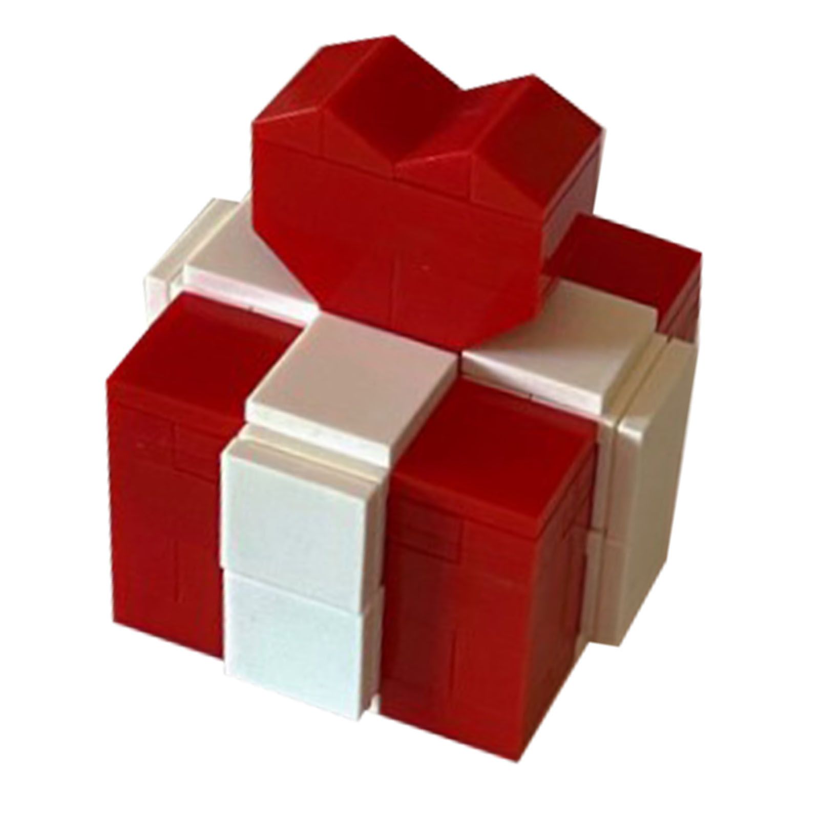 Ring Box Heart Shape Assembling Blocks Ring Gift Box for Engagement Birthday Gift Red and White - Image 4