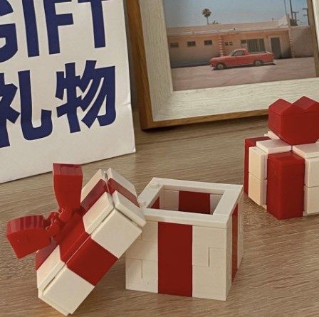 Ring Box Heart Shape Assembling Blocks Ring Gift Box for Engagement Birthday Gift Red and White - Image 6