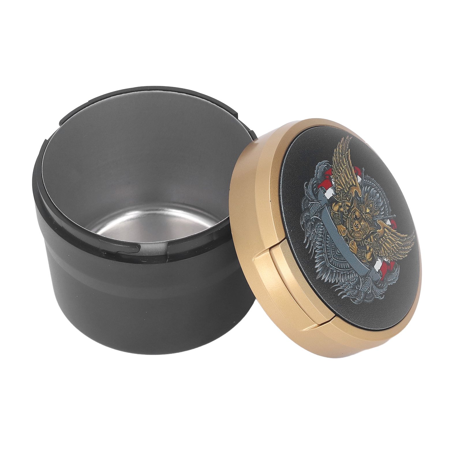 Car Ashtray with Cover LED Light Portable Vehicle Ashtray Smokeless Car Ashtray for Travel Outdoor Golden Eagle - Image 8